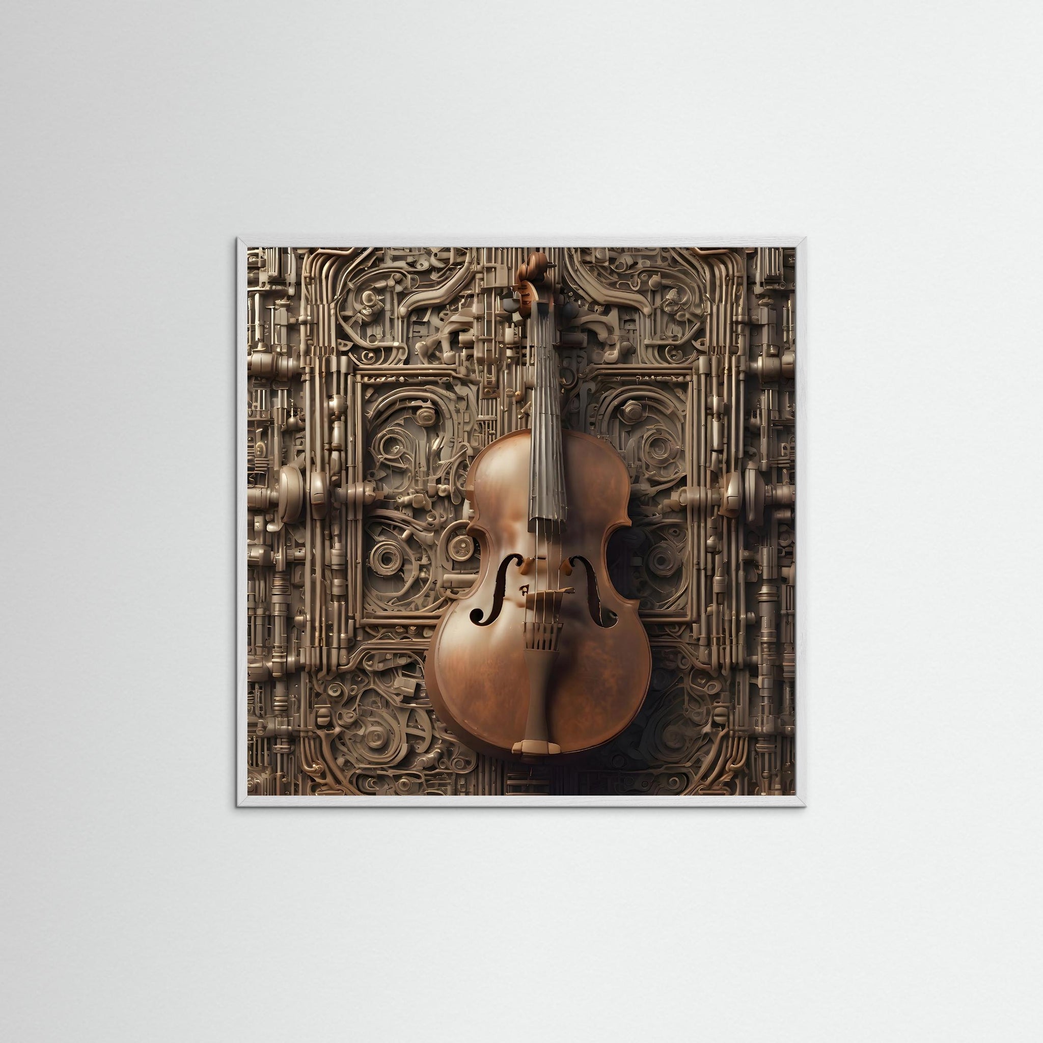 Industrial Sonata als Kunstmotiv mit weißem Echtholzrahmen