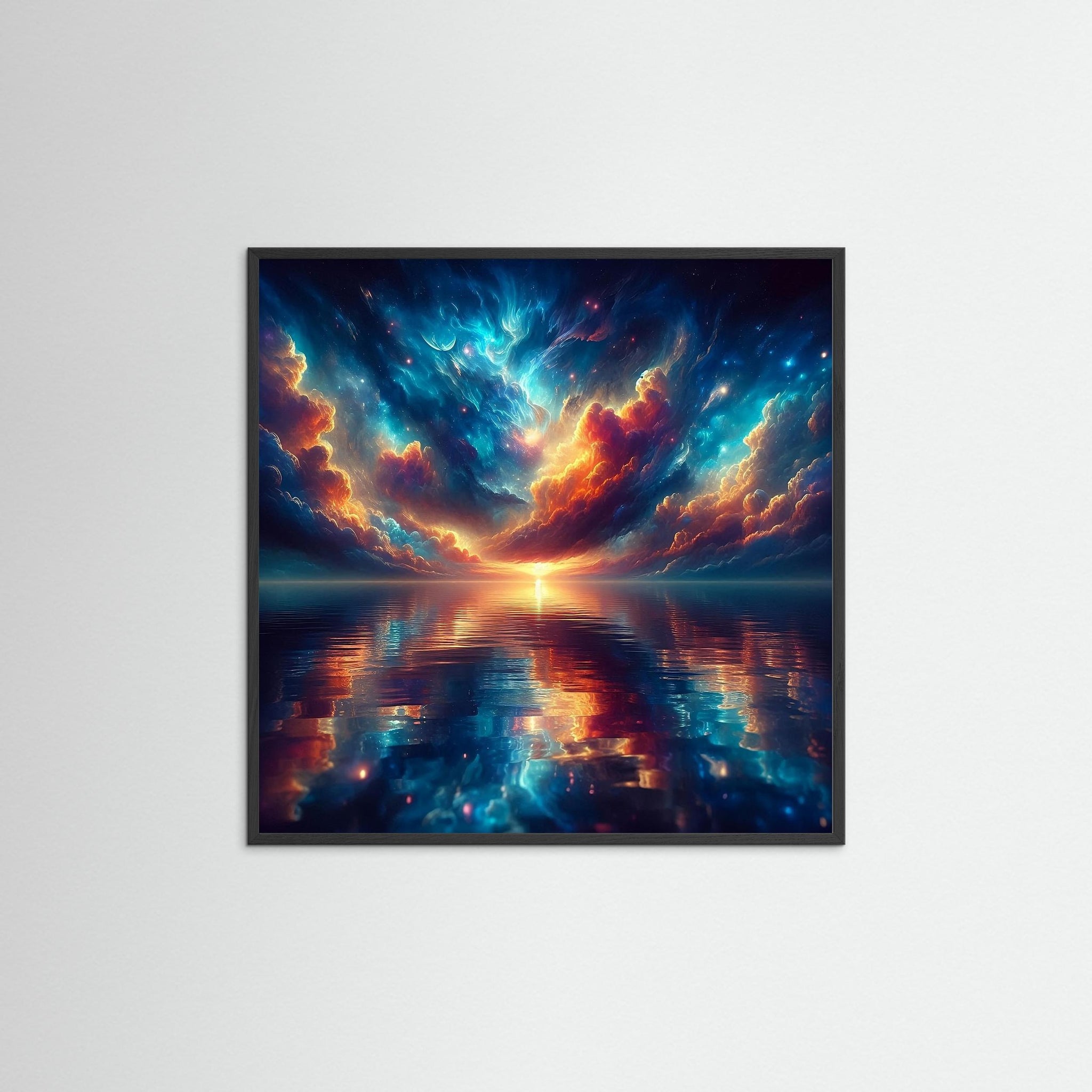 Infinite Glow als Kunstwerk mit schwarzem Echtholzrahmen