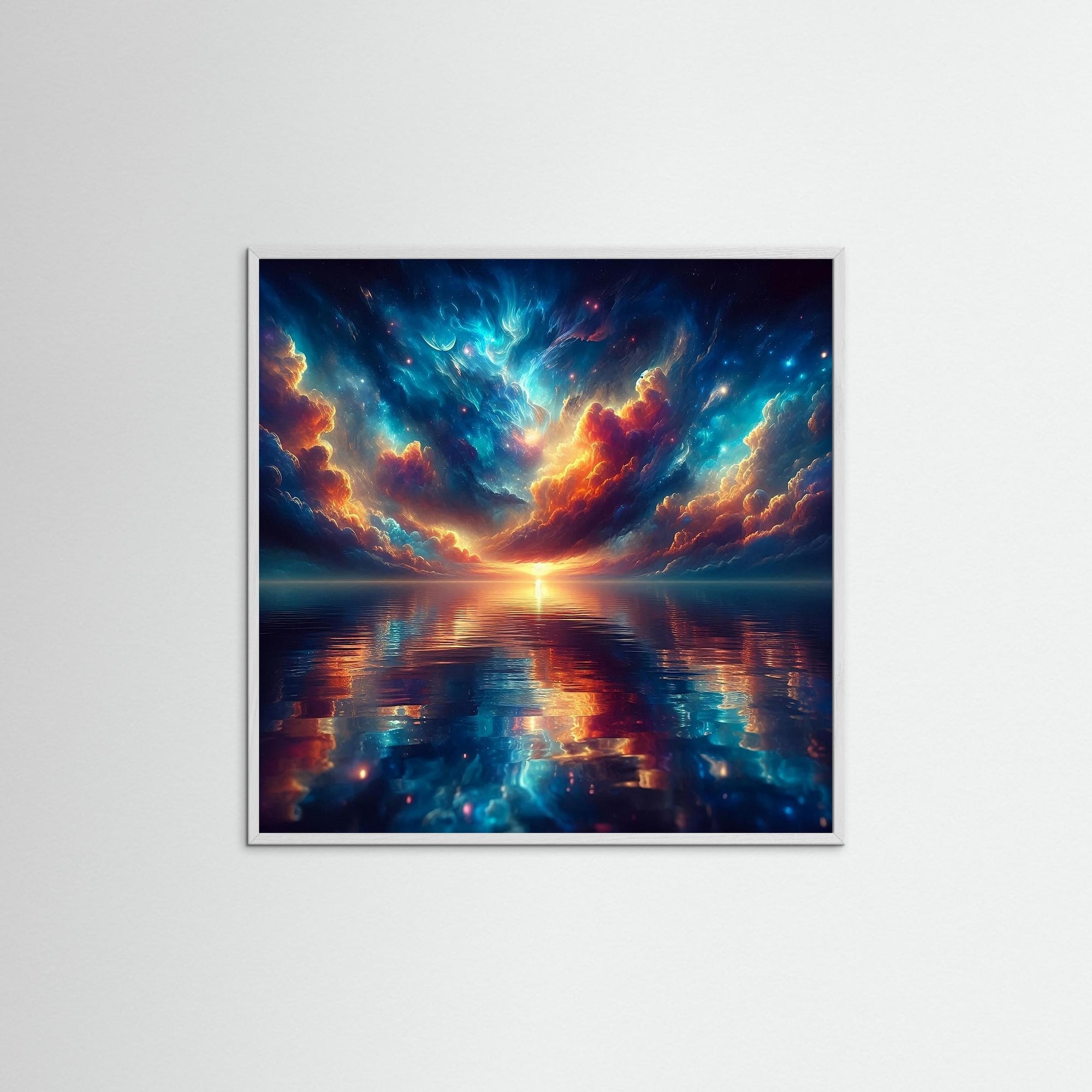Infinite Glow als Kunstdruck mit weißem Echtholzrahmen