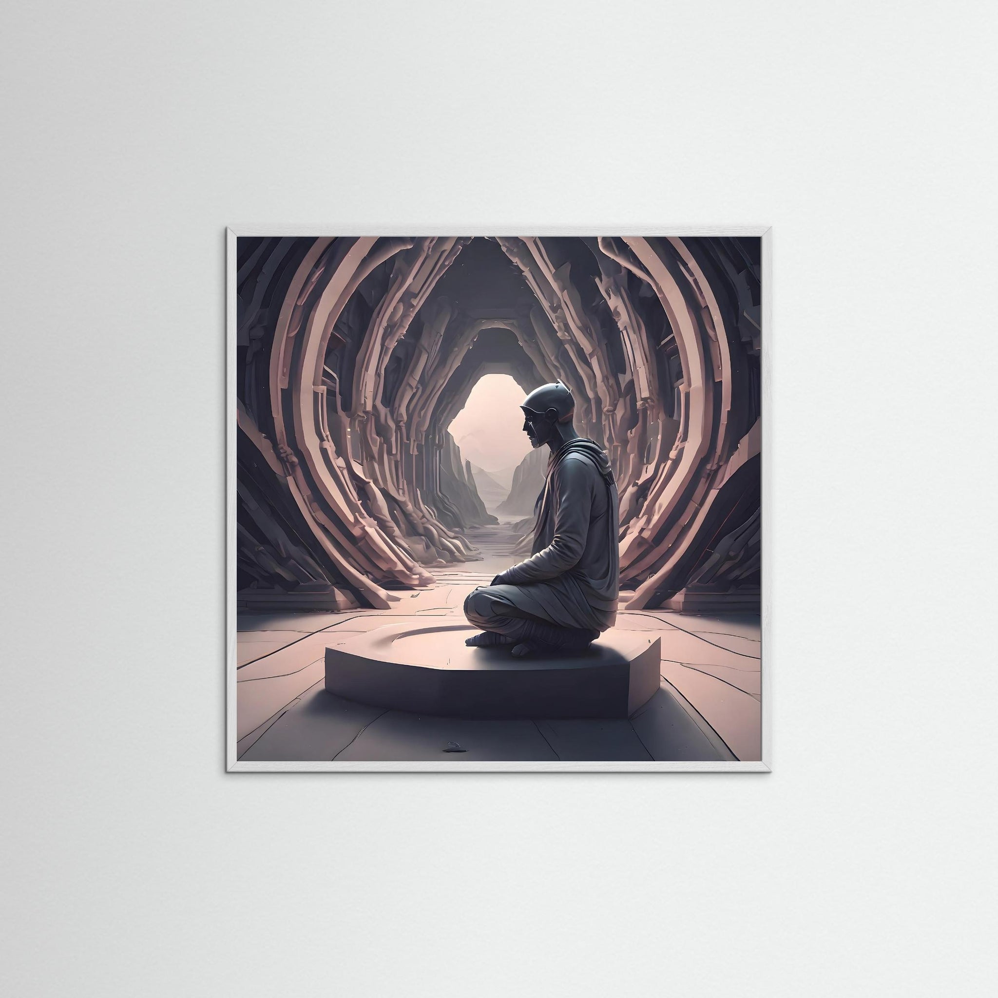 Inner Code als Kunstmotiv mit weißem Echtholzrahmen