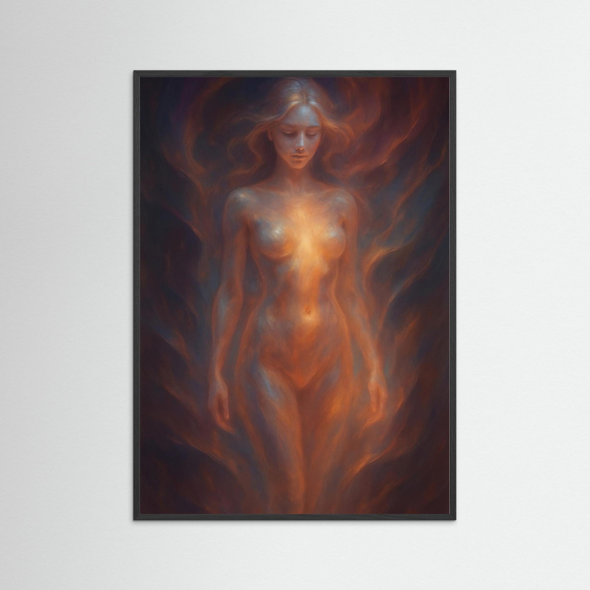 Inner Light als Kunstwerk mit schwarzem Echtholzrahmen