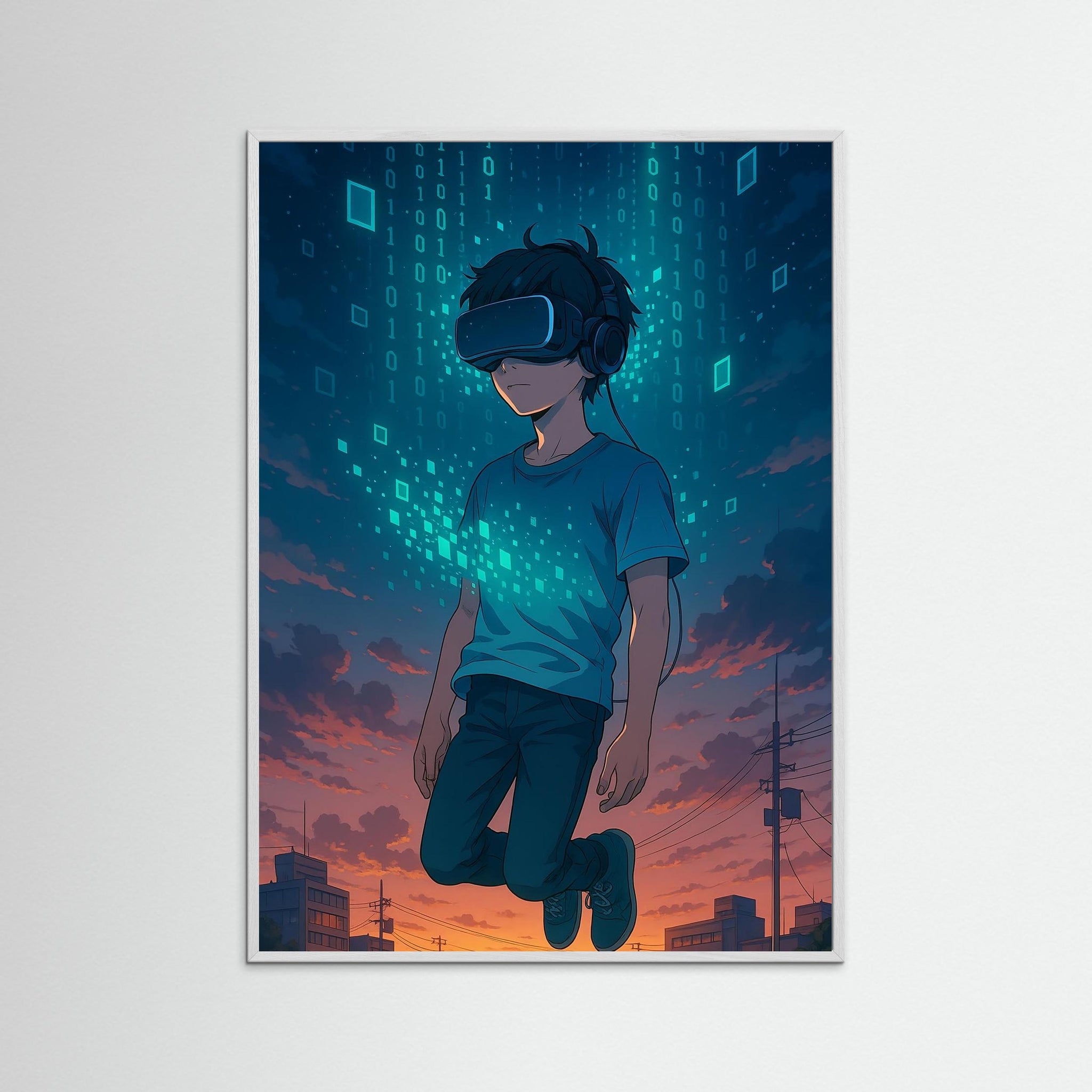 Into the Code als Kunstmotiv mit weißem Echtholzrahmen