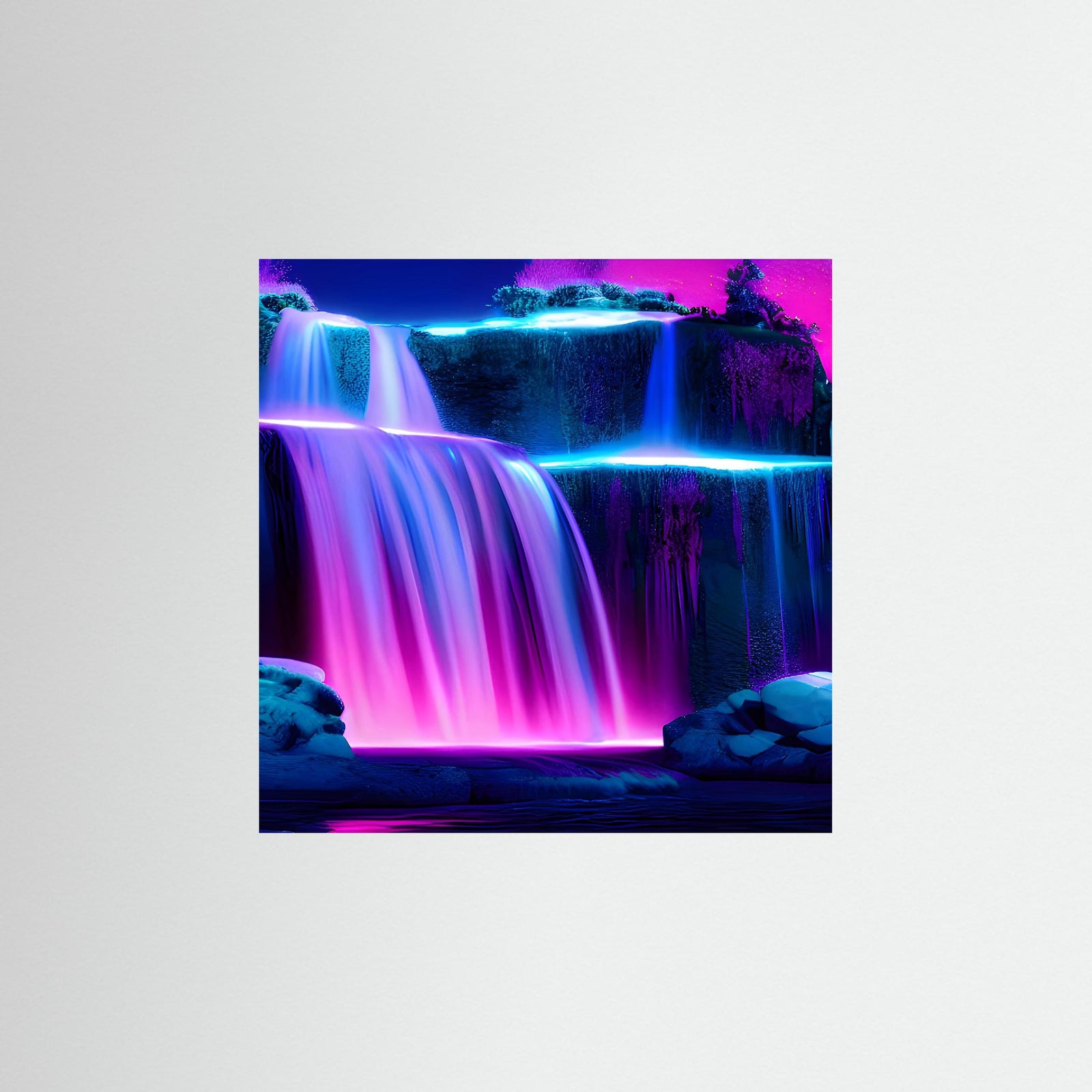 Neon Falls – AI Art (Print)