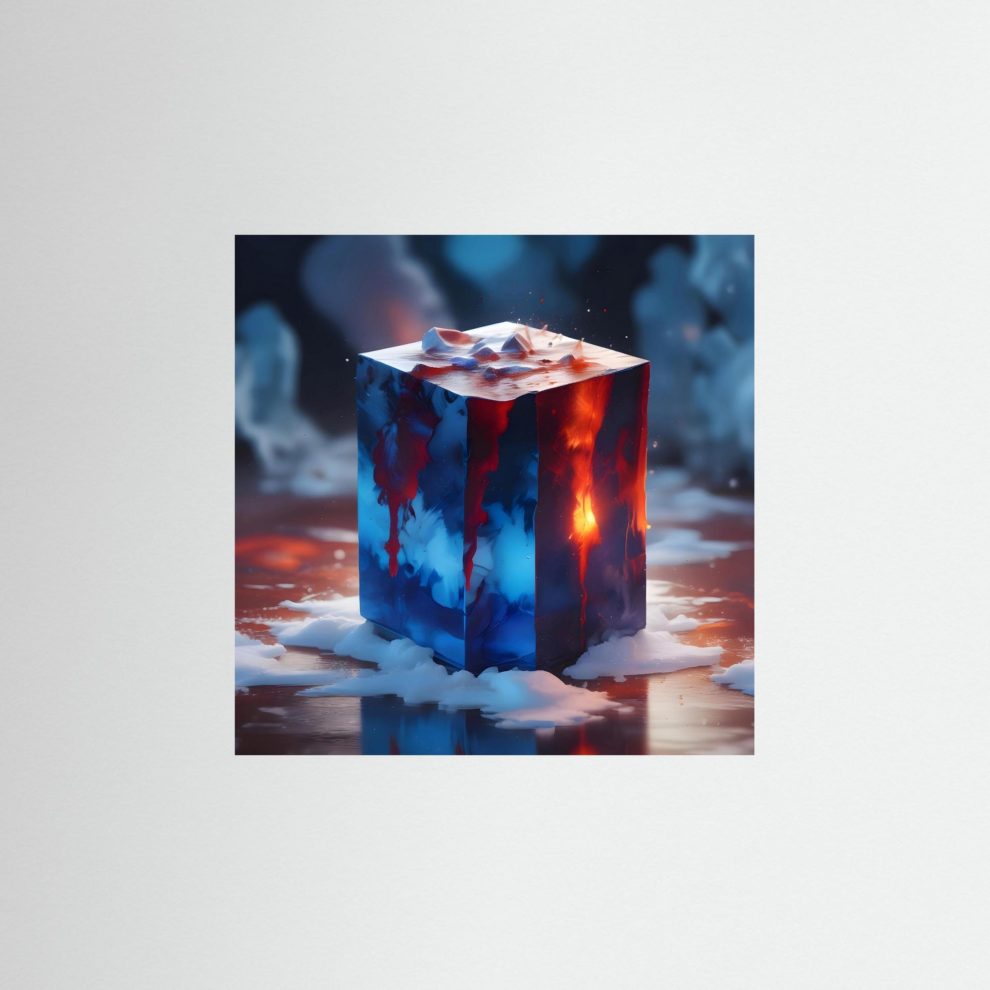 Molten Frost Cube – AI Art (Print)