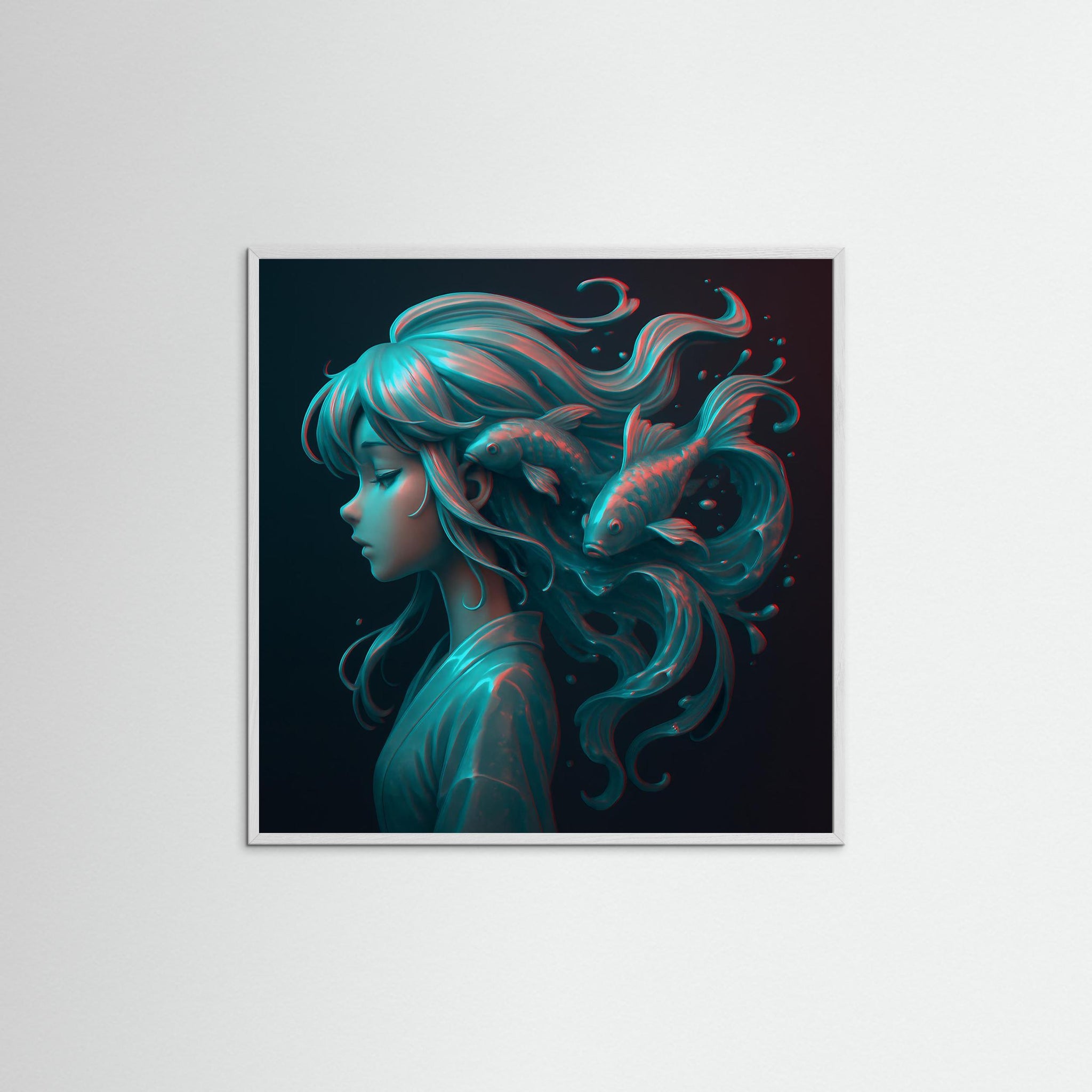 Koi Dreams als Kunstdruck mit weißem Echtholzrahmen