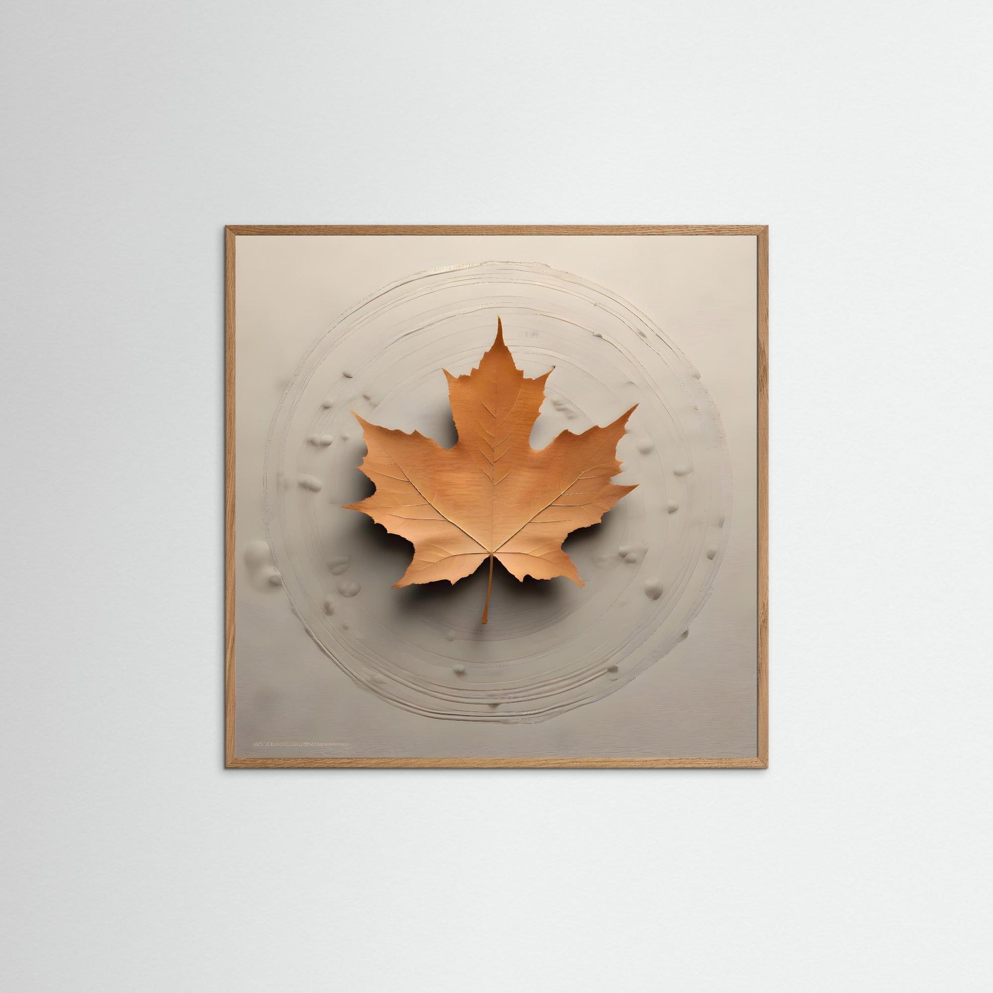 Leaf of Time als Kunstmotiv mit Echtholzrahmen in Eiche Natur
