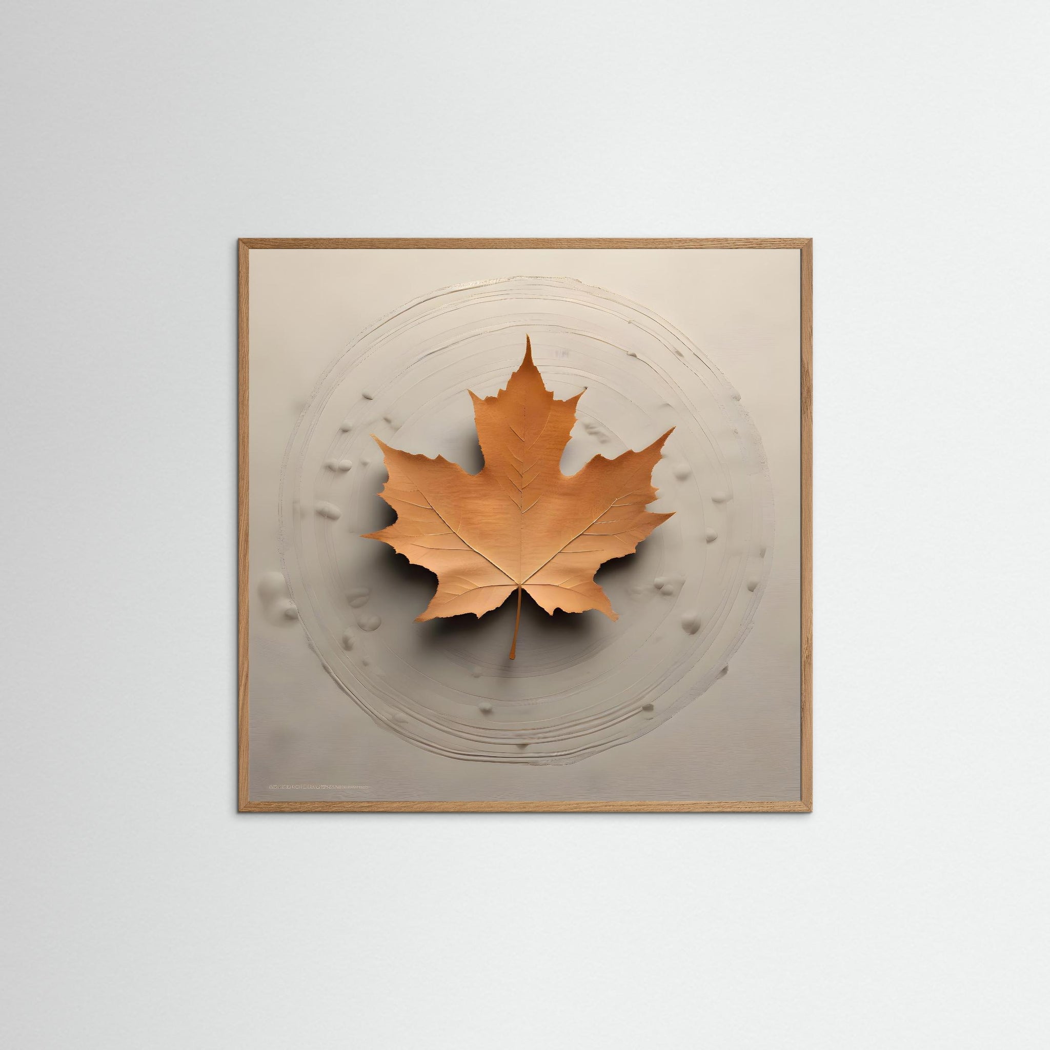 Leaf of Time als Kunstmotiv mit Echtholzrahmen in Eiche Natur