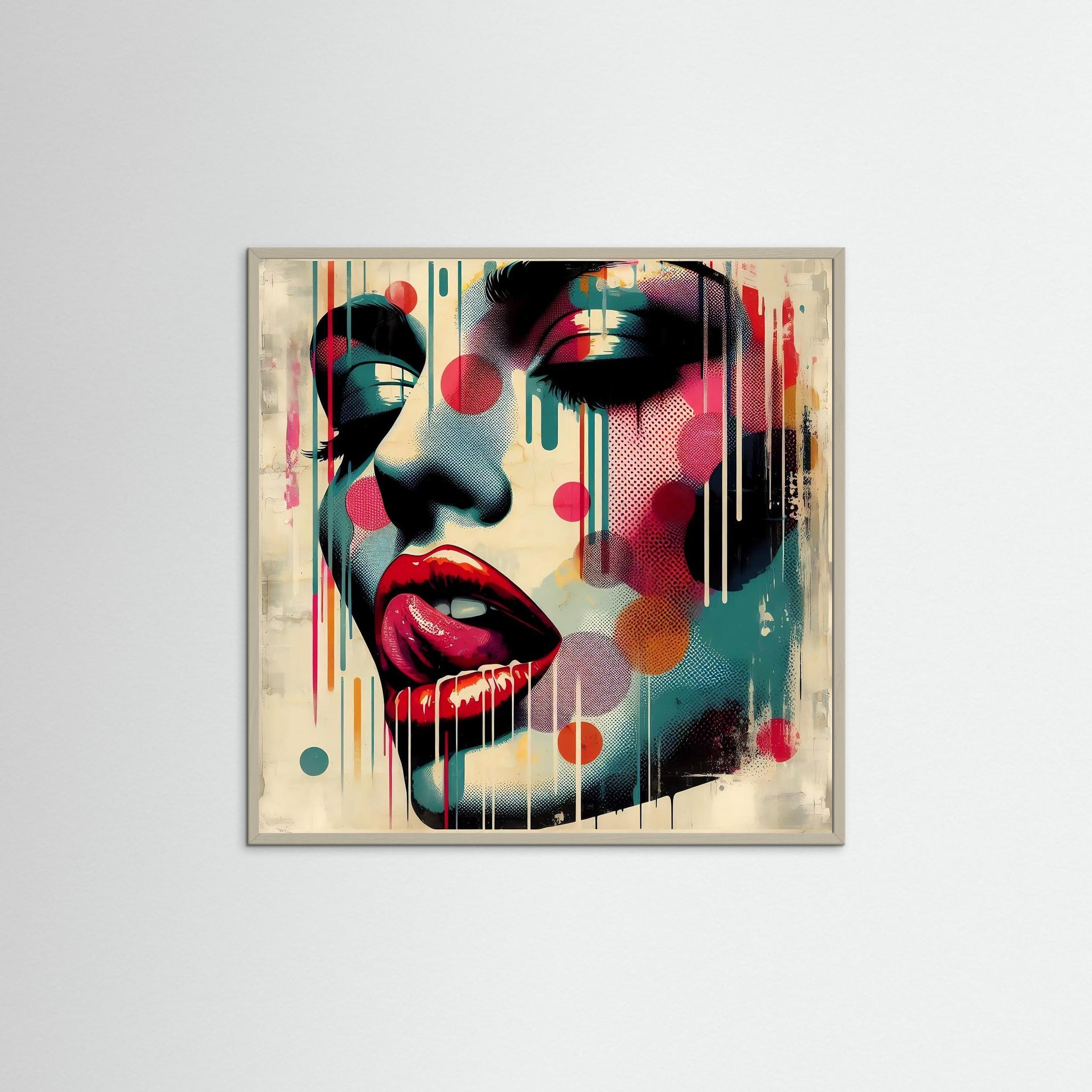 Lick of Color als Kunstmotiv mit grauem Echtholzrahmen
