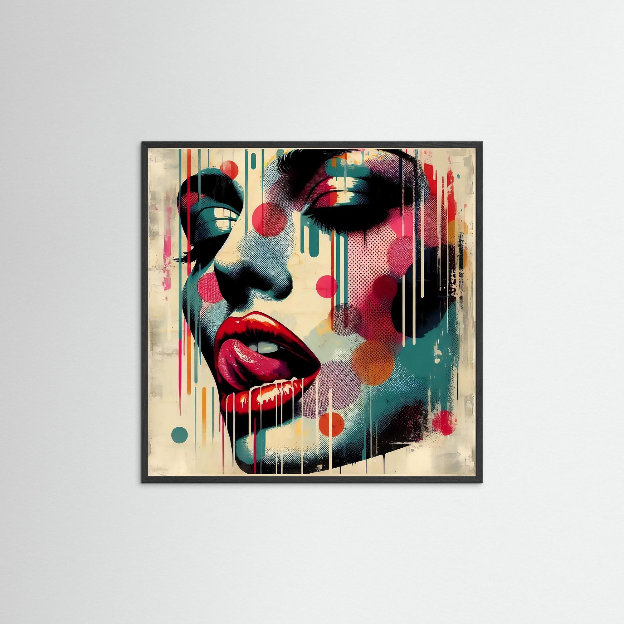 Lick of Color als Kunstwerk mit schwarzem Echtholzrahmen