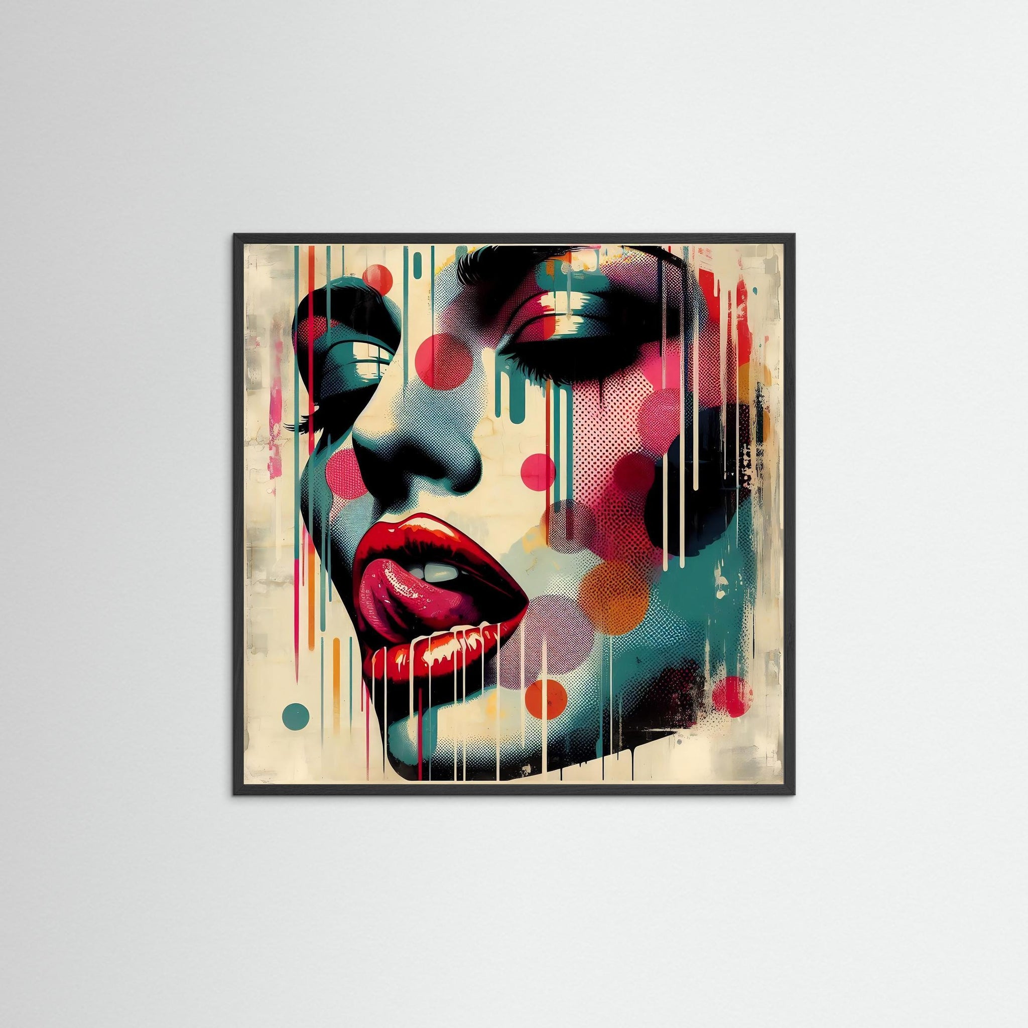 Lick of Color als Kunstwerk mit schwarzem Echtholzrahmen