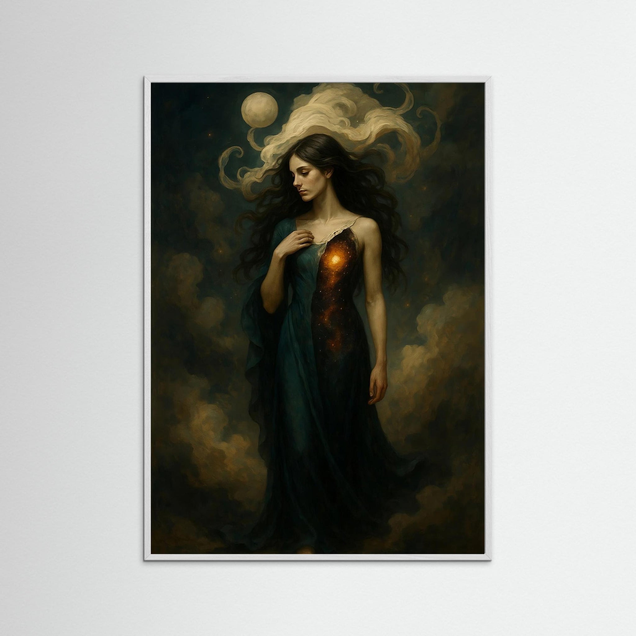 Light Within Her als Kunstmotiv mit weißem Echtholzrahmen