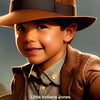 Kleiner Junge im Indiana-Jones-Stil mit Hut und Lederjacke – ein charmantes KI-Bild voller kindlicher Abenteuerlust und Fantasie.