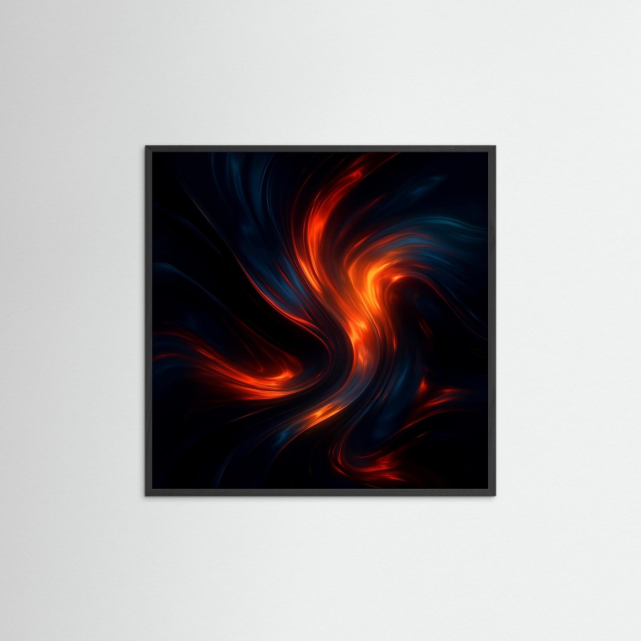 Lumen Stream als Kunstwerk mit schwarzem Echtholzrahmen