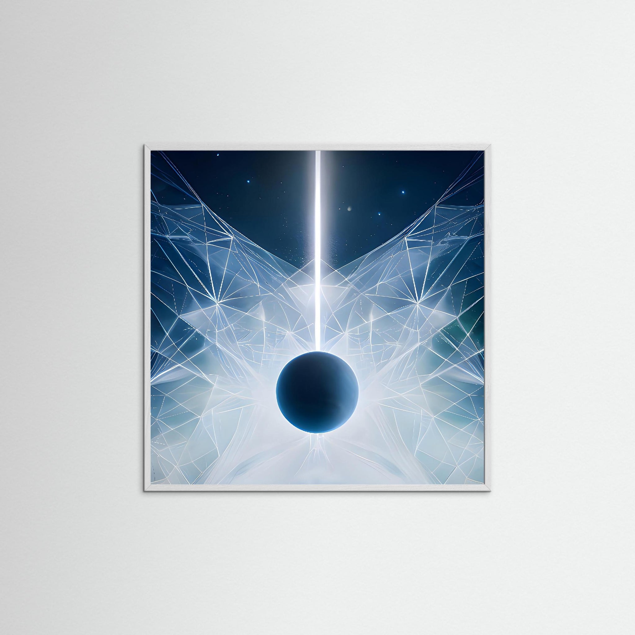 Luminous Web Portal als Kunstmotiv mit weißem Echtholzrahmen