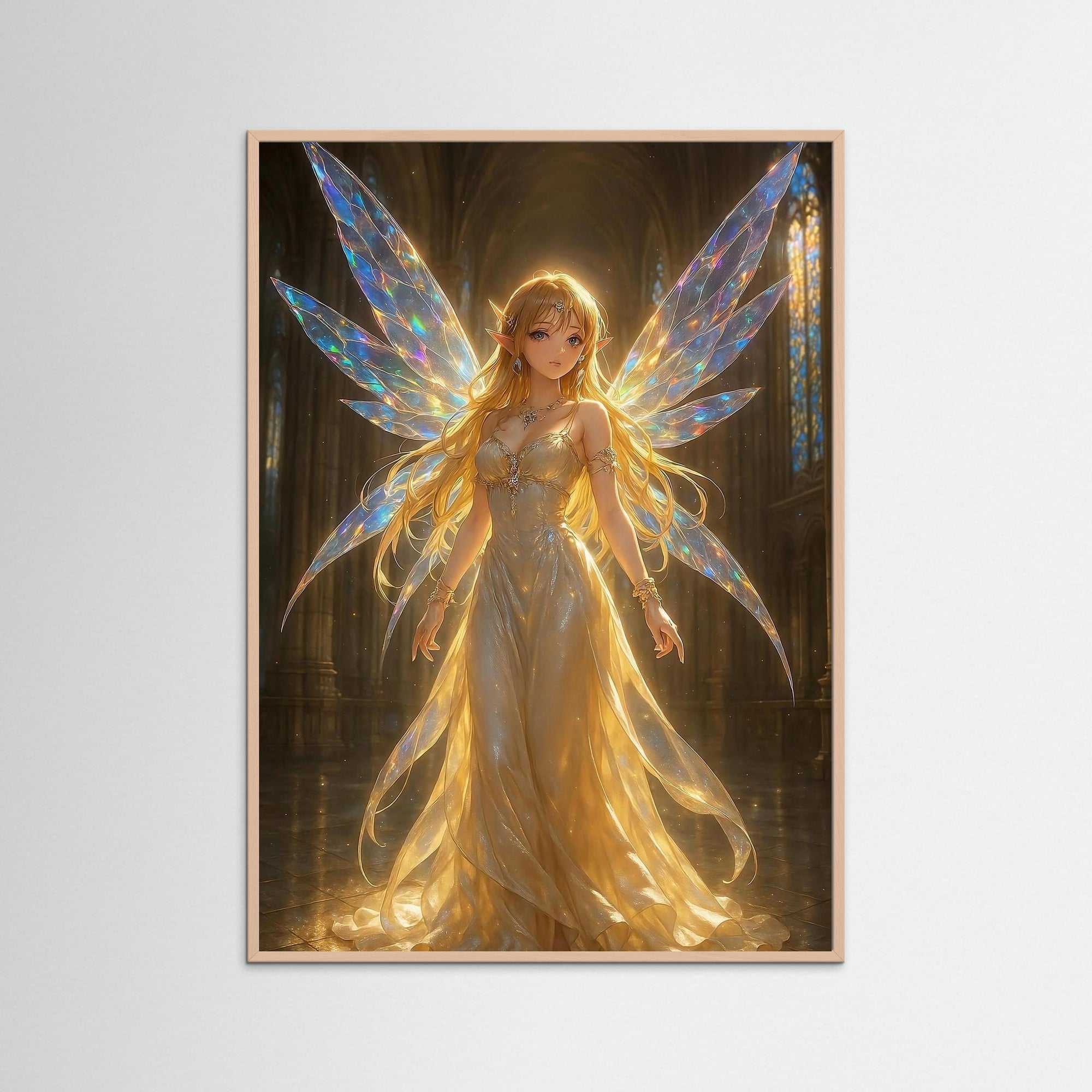 Luminous Wings als Kunstmotiv mit Echtholzrahmen in Rose