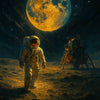 AI Kunstwerk mit Astronaut auf dem Mond – Vollmond, Landefähre und epische Weltraumatmosphäre