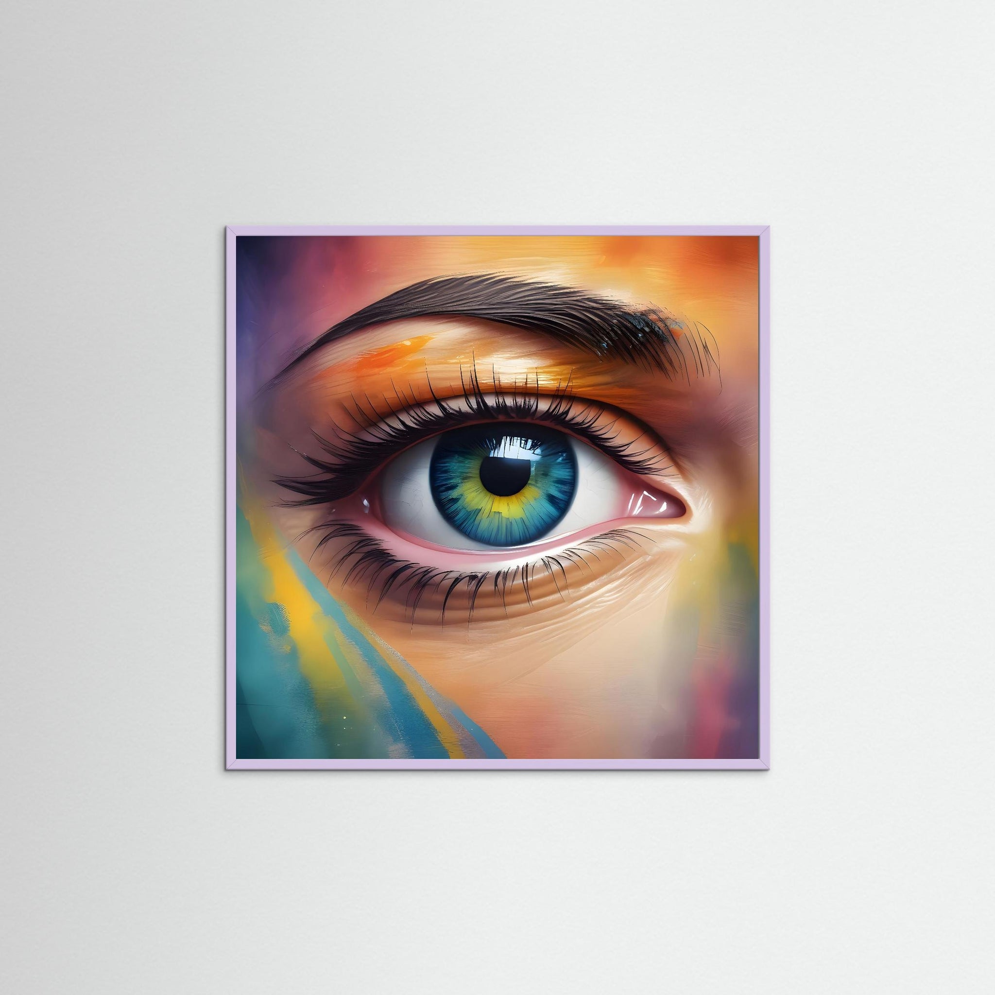 Magic Eyes als Kunstwerk mit Echtholzrahmen in Lila