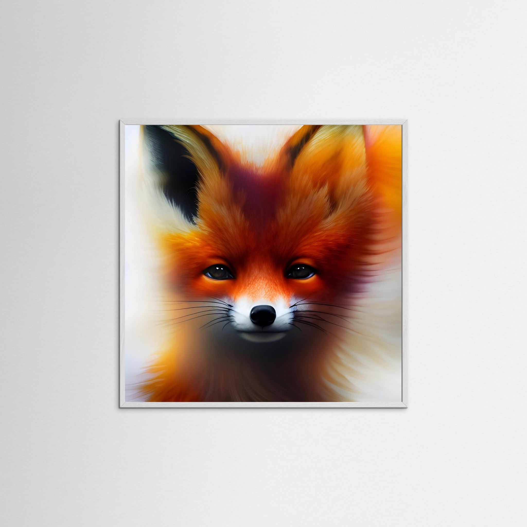 Magic Fox als Kunstmotiv mit weißem Echtholzrahmen