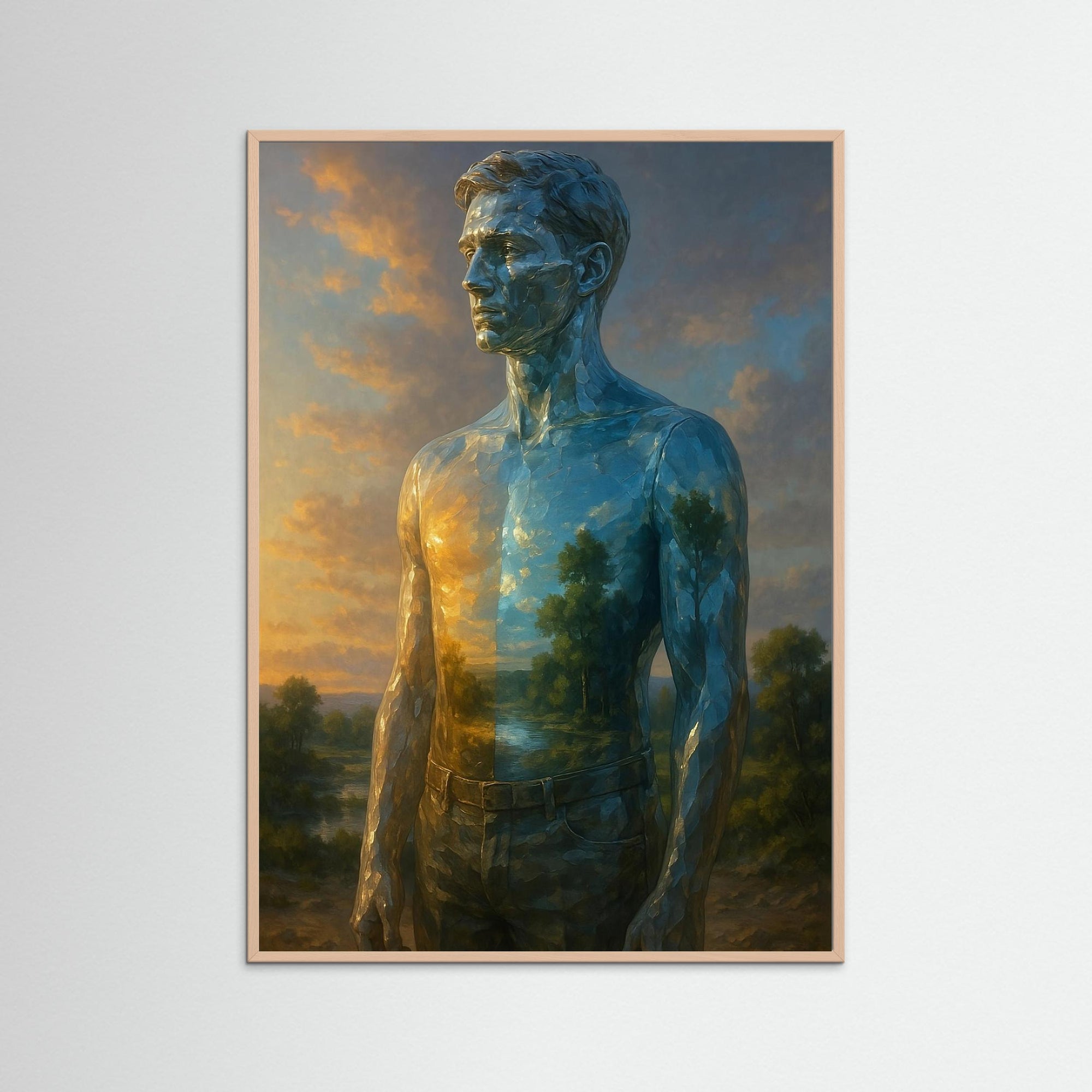 Man of the Horizon als Kunstwerk mit Echtholzrahmen in Rose