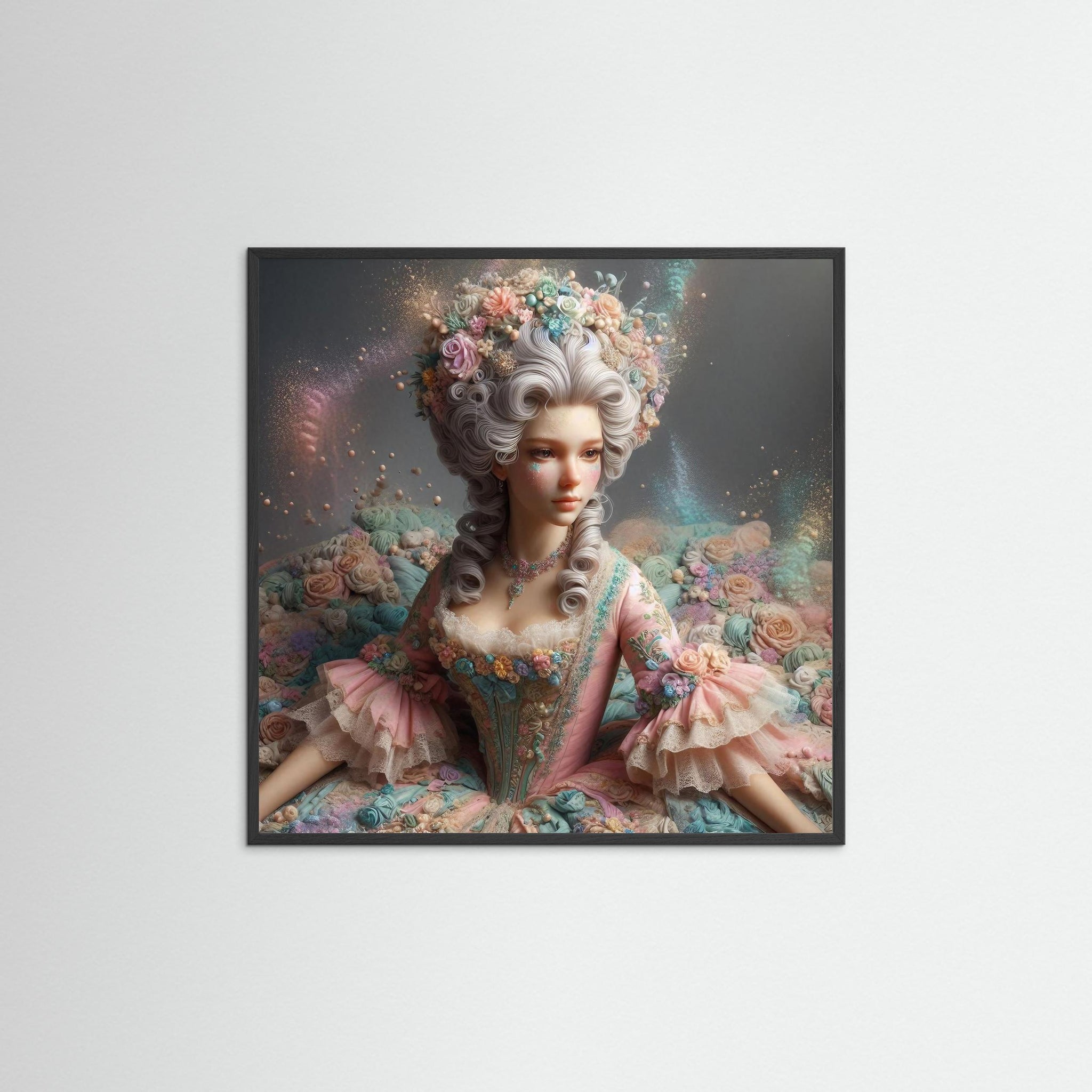 Marie Antoinette als Kunstwerk mit schwarzem Echtholzrahmen
