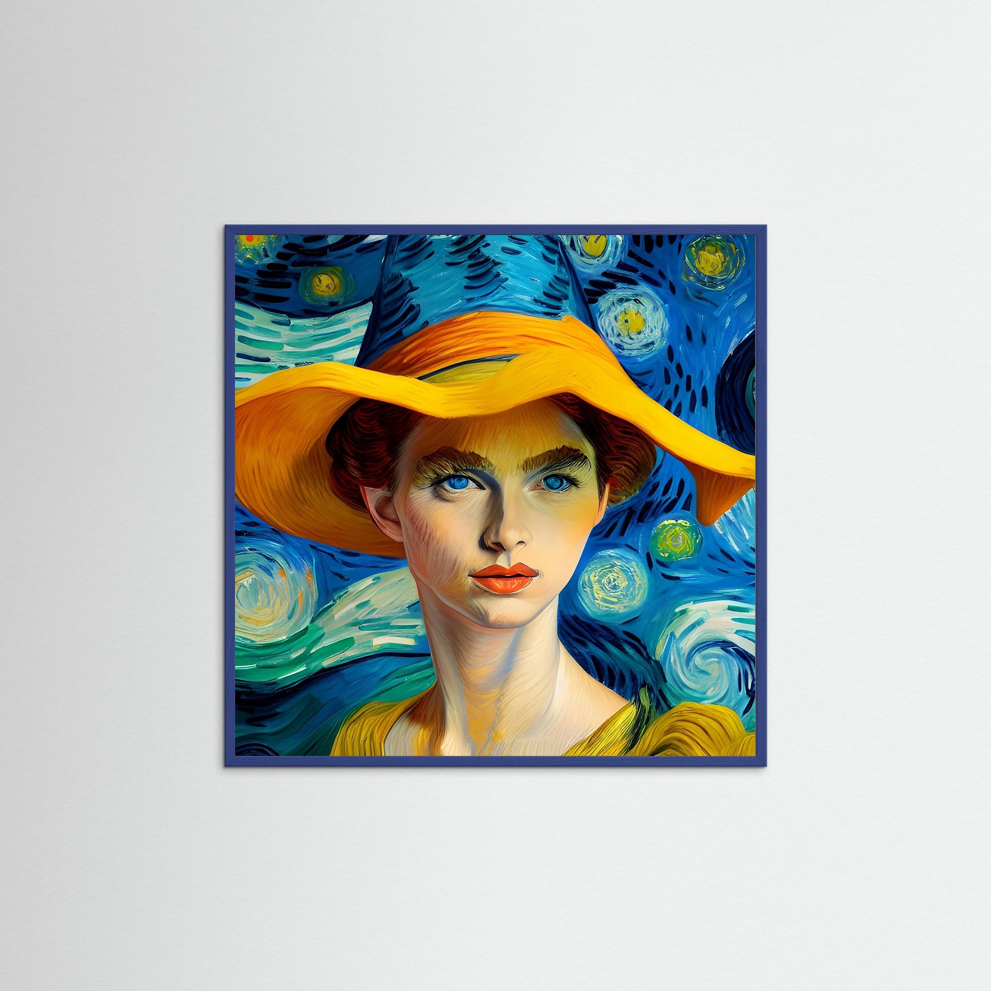 Maybe Rembrandt als Kunstwerk mit blauem Echtholzrahmen