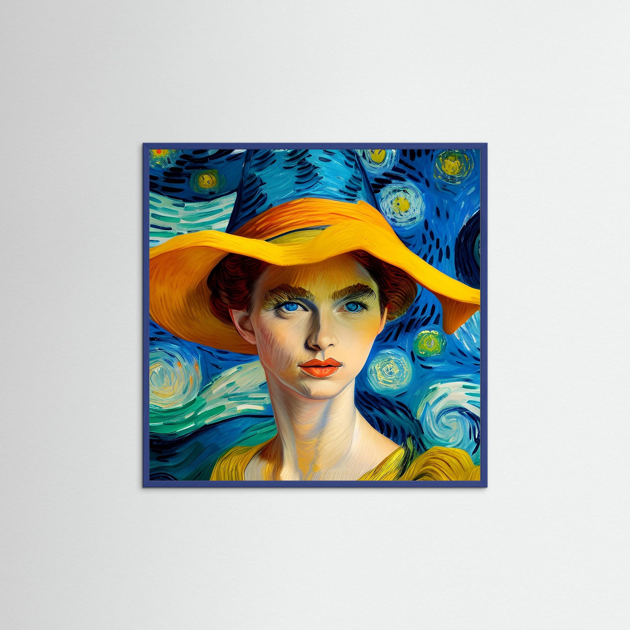 Maybe Rembrandt als Kunstwerk mit blauem Echtholzrahmen
