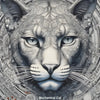 Porträt einer mechanischen Katze mit hellblauen Augen und filigranen Technikdetails – KI-Kunstwerk voller Eleganz und Tiefe