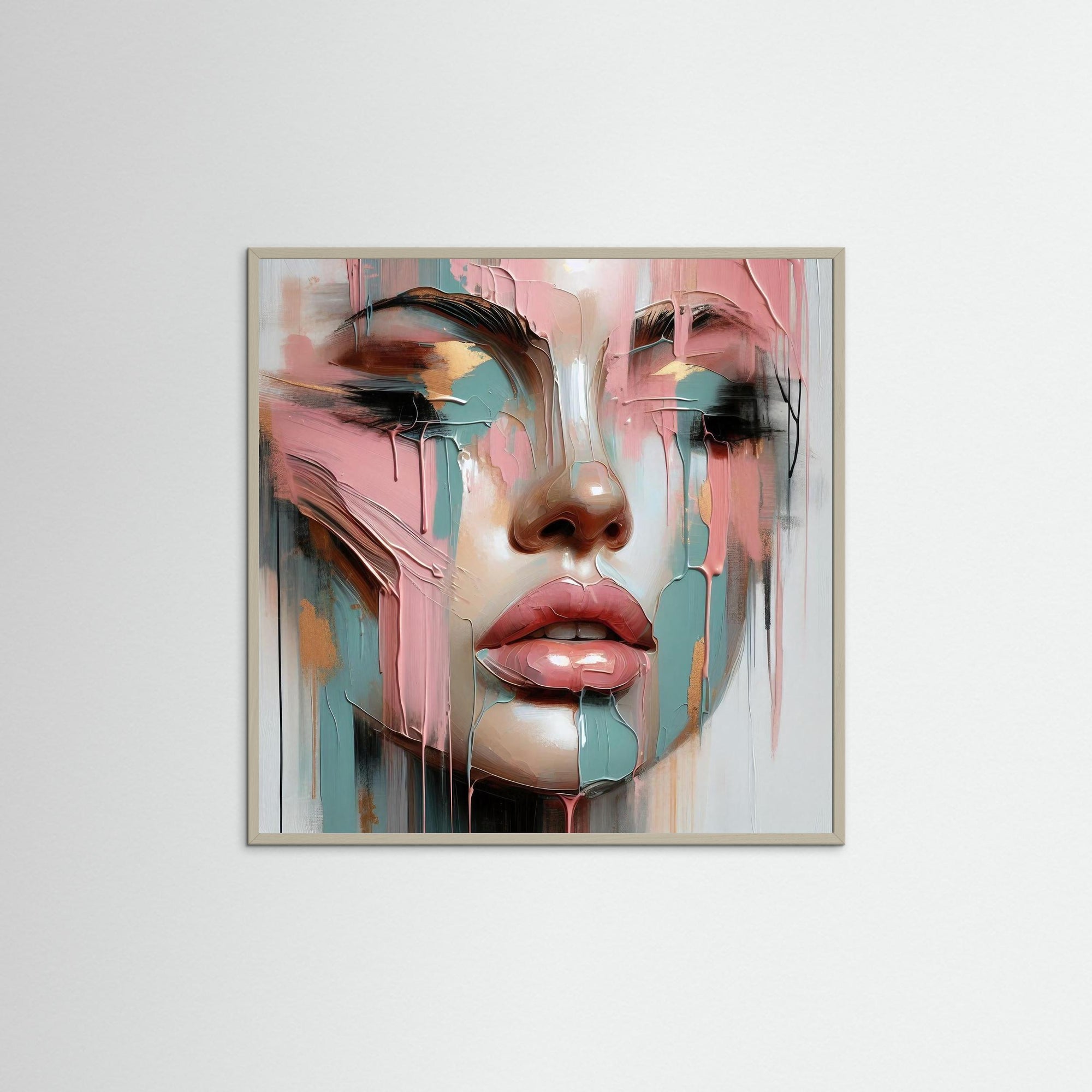 Melted Beauty als Kunstwerk mit grauem Echtholzrahmen