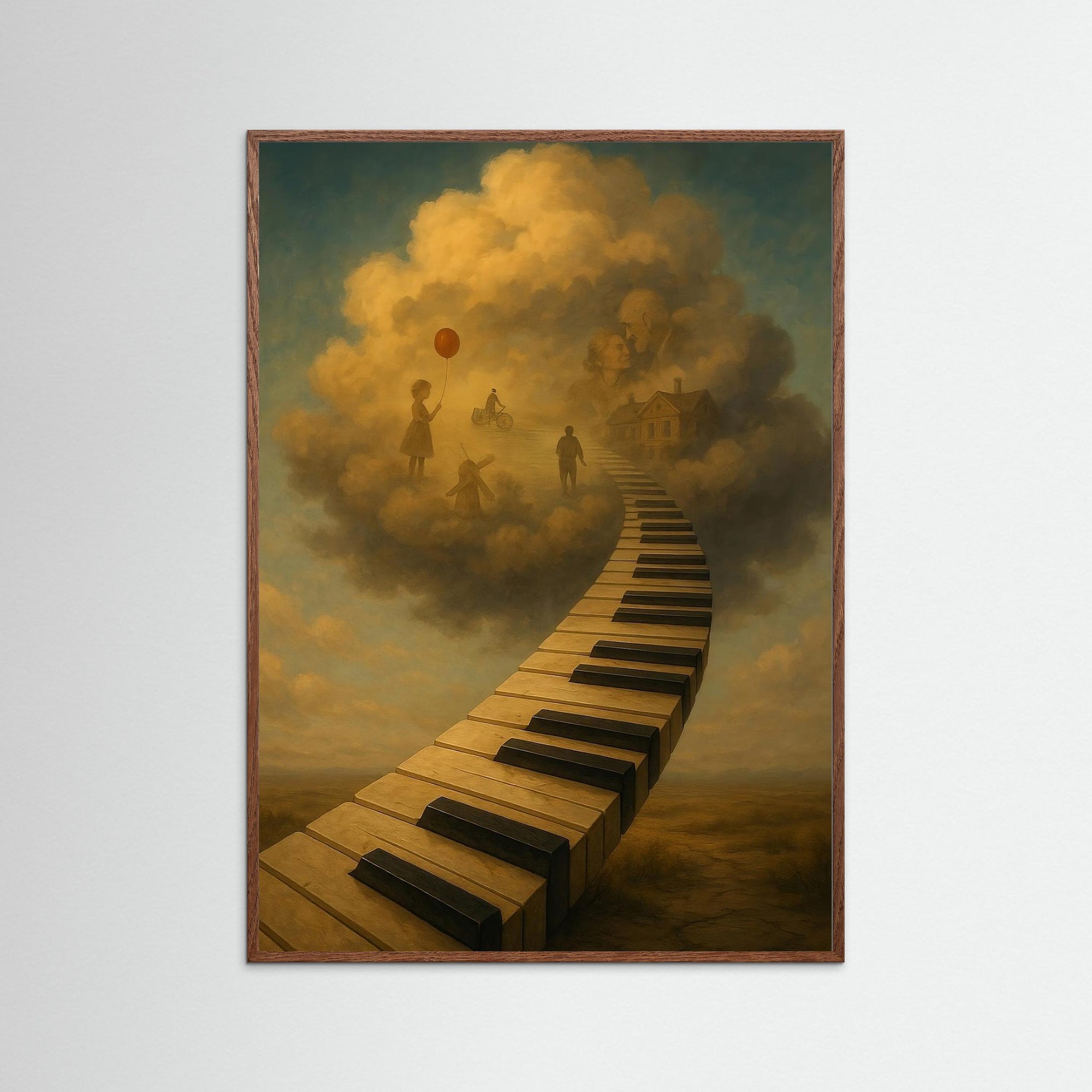 Memory Sonata als Kunstwerk mit Echtholzrahmen in Dunkler Eiche