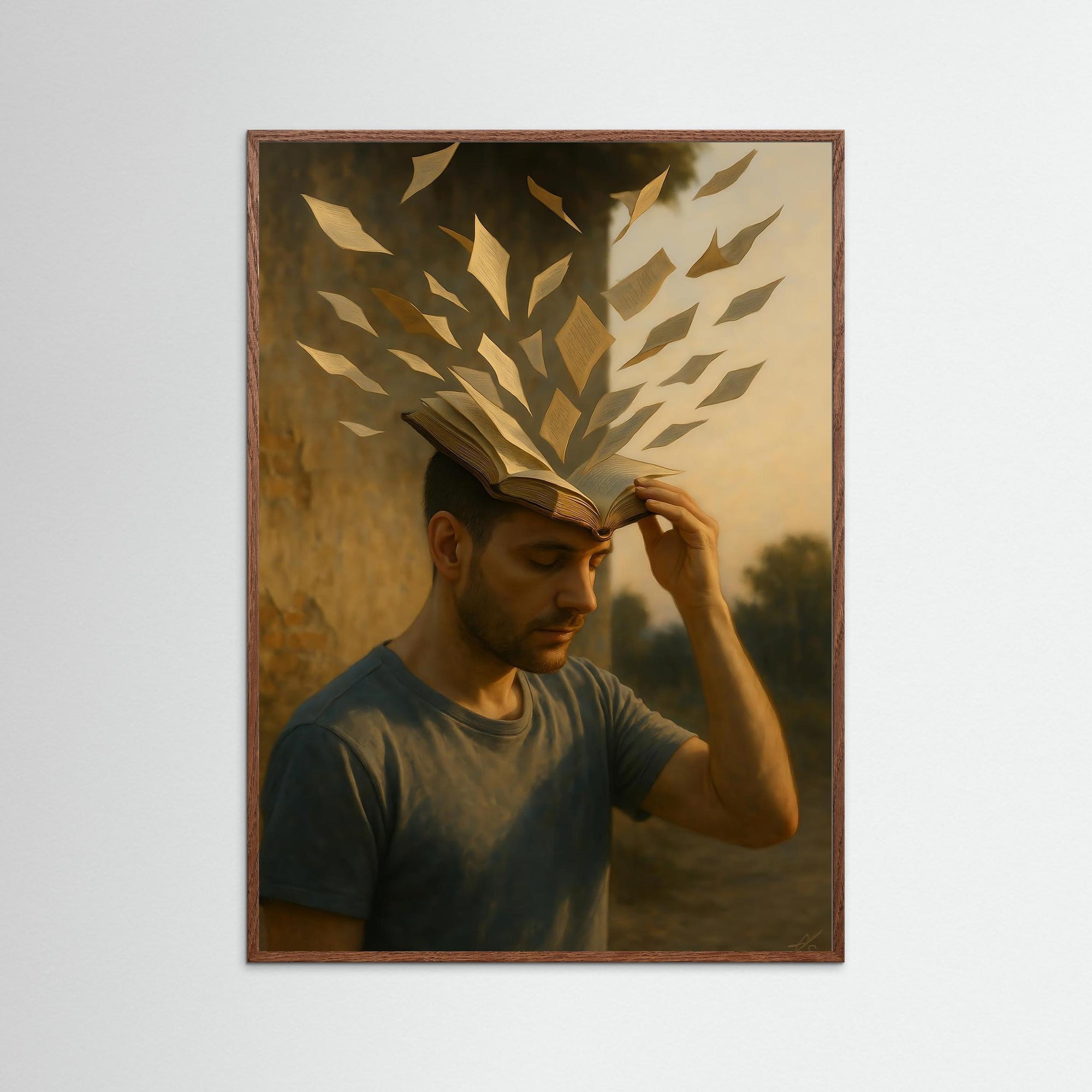 Mind Unfolded als Kunstwerk mit Echtholzrahmen in Dunkler Eiche