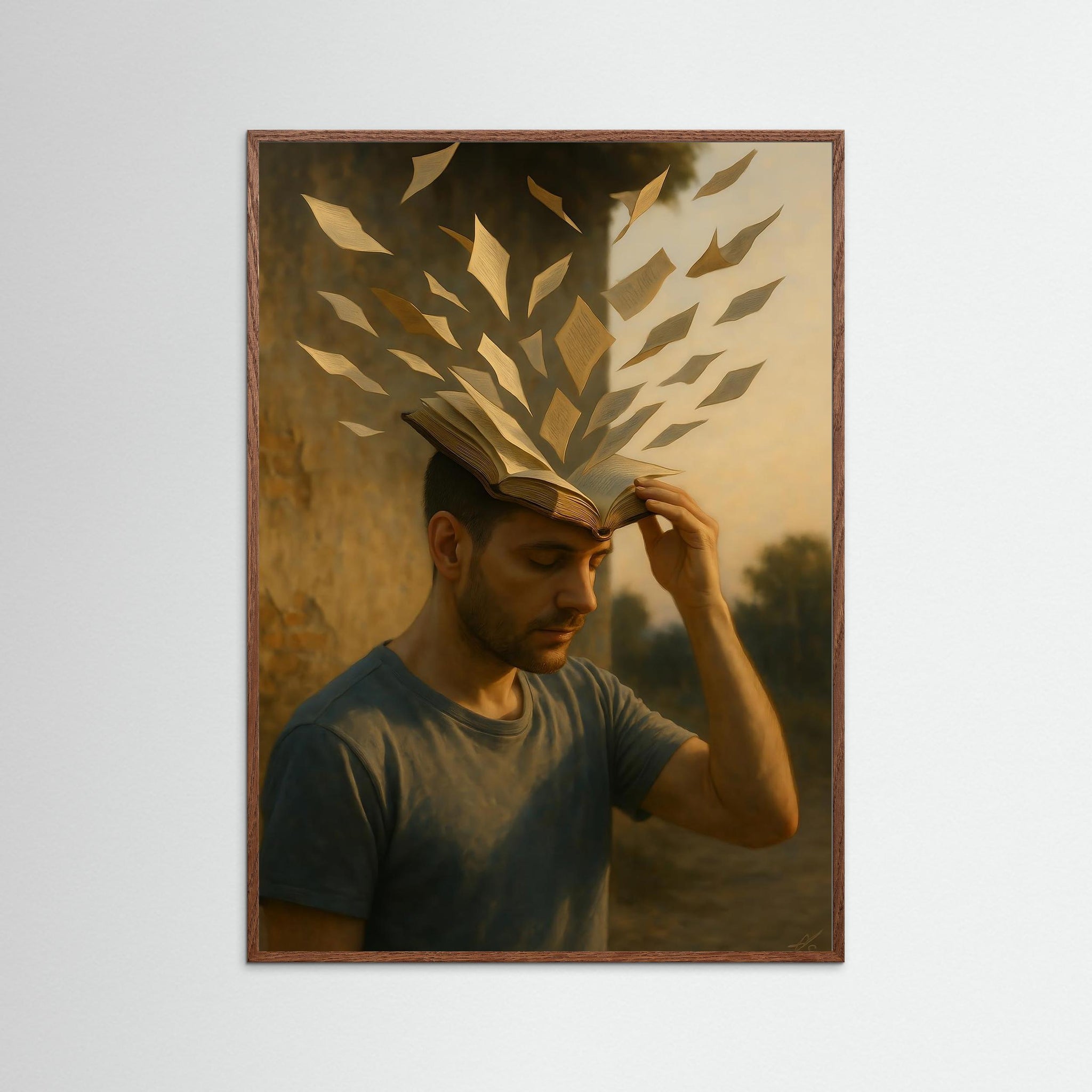 Mind Unfolded als Kunstwerk mit Echtholzrahmen in Dunkler Eiche
