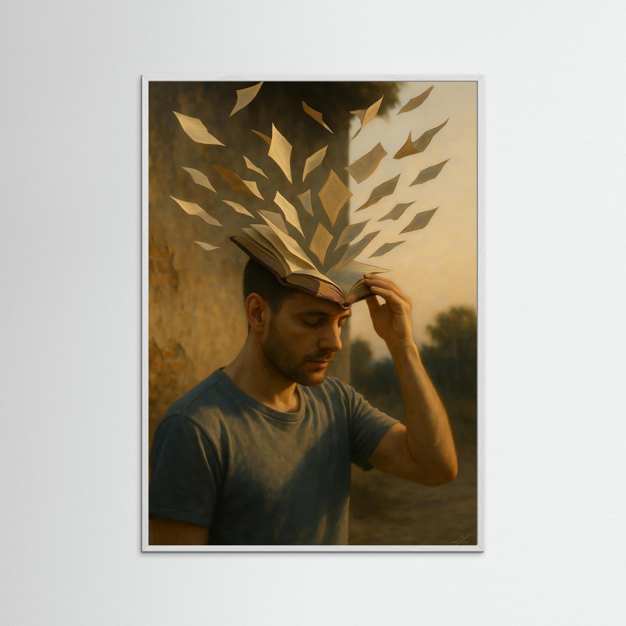 Mind Unfolded als Kunstmotiv mit weißem Echtholzrahmen