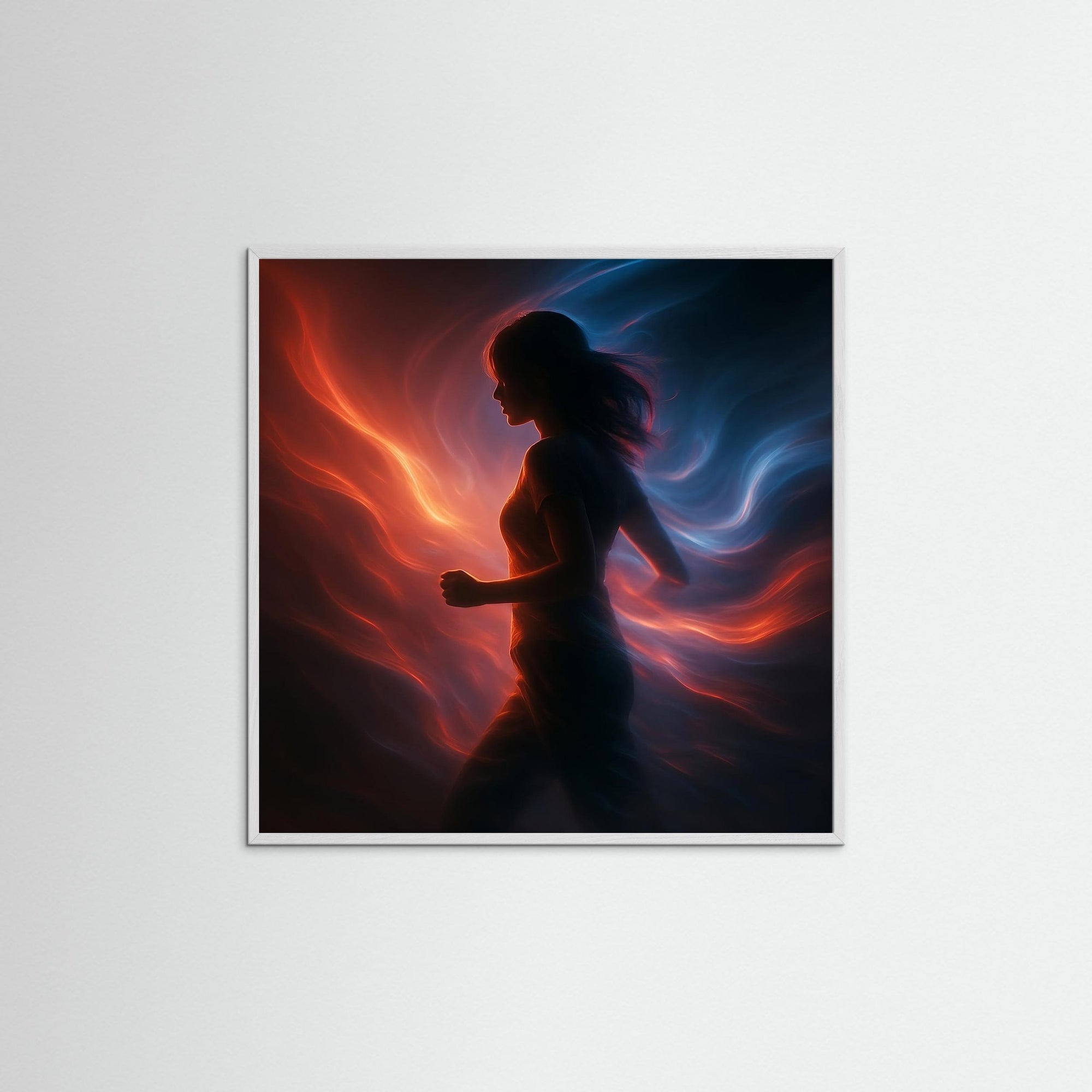 Momentum Glow als Kunstmotiv mit weißem Echtholzrahmen