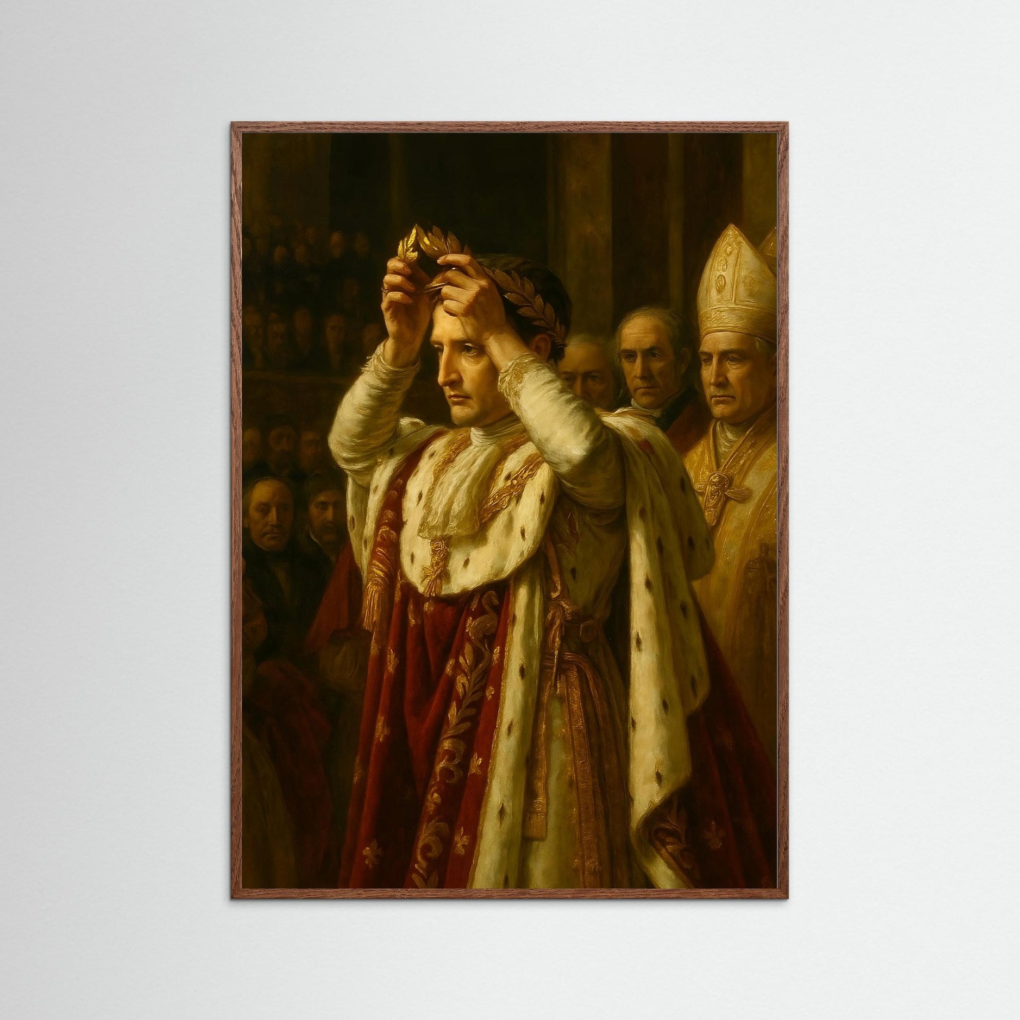 Napoleon Crowned als Kunstwerk mit Echtholzrahmen in Dunkler Eiche
