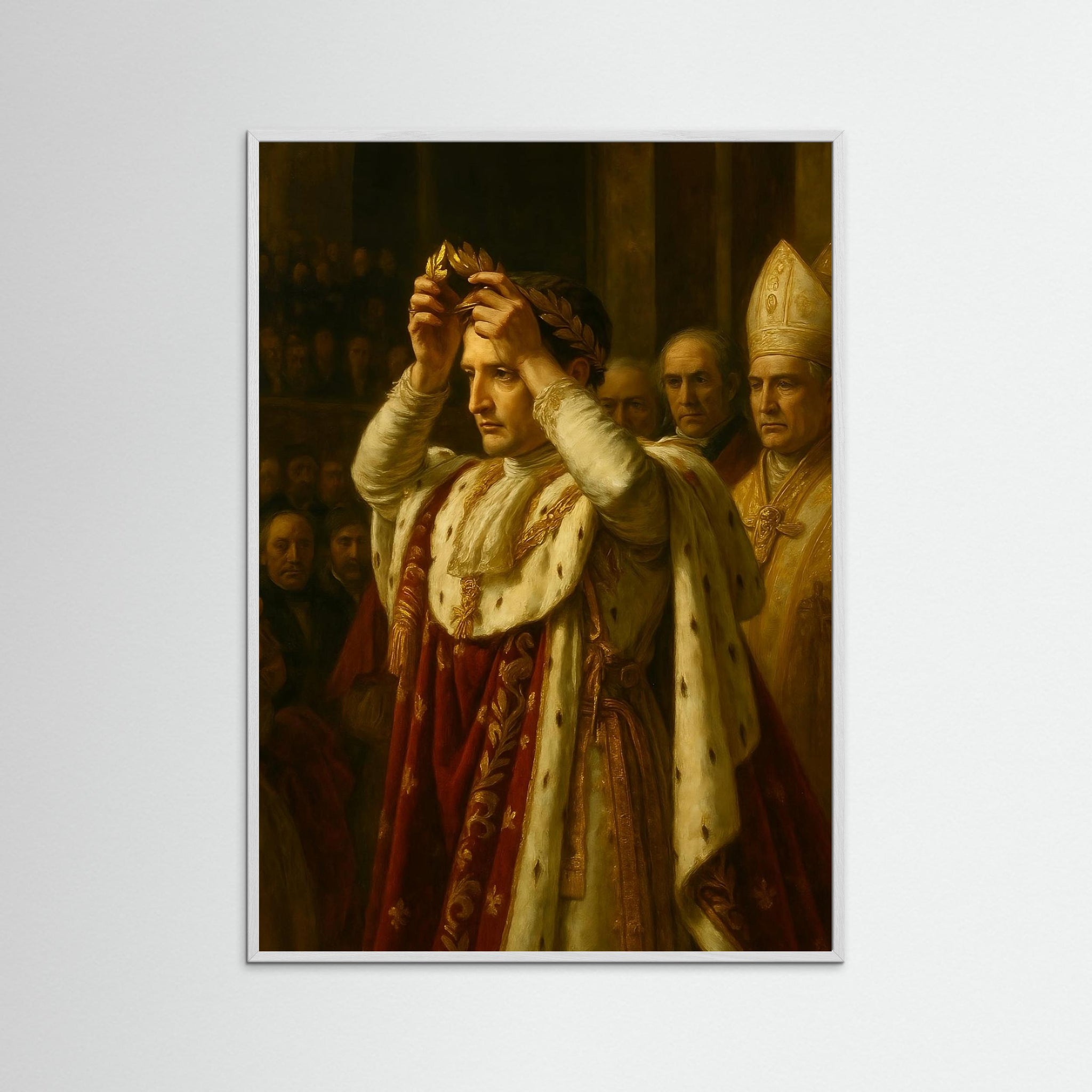 Napoleon Crowned als Kunstmotiv mit weißem Echtholzrahmen