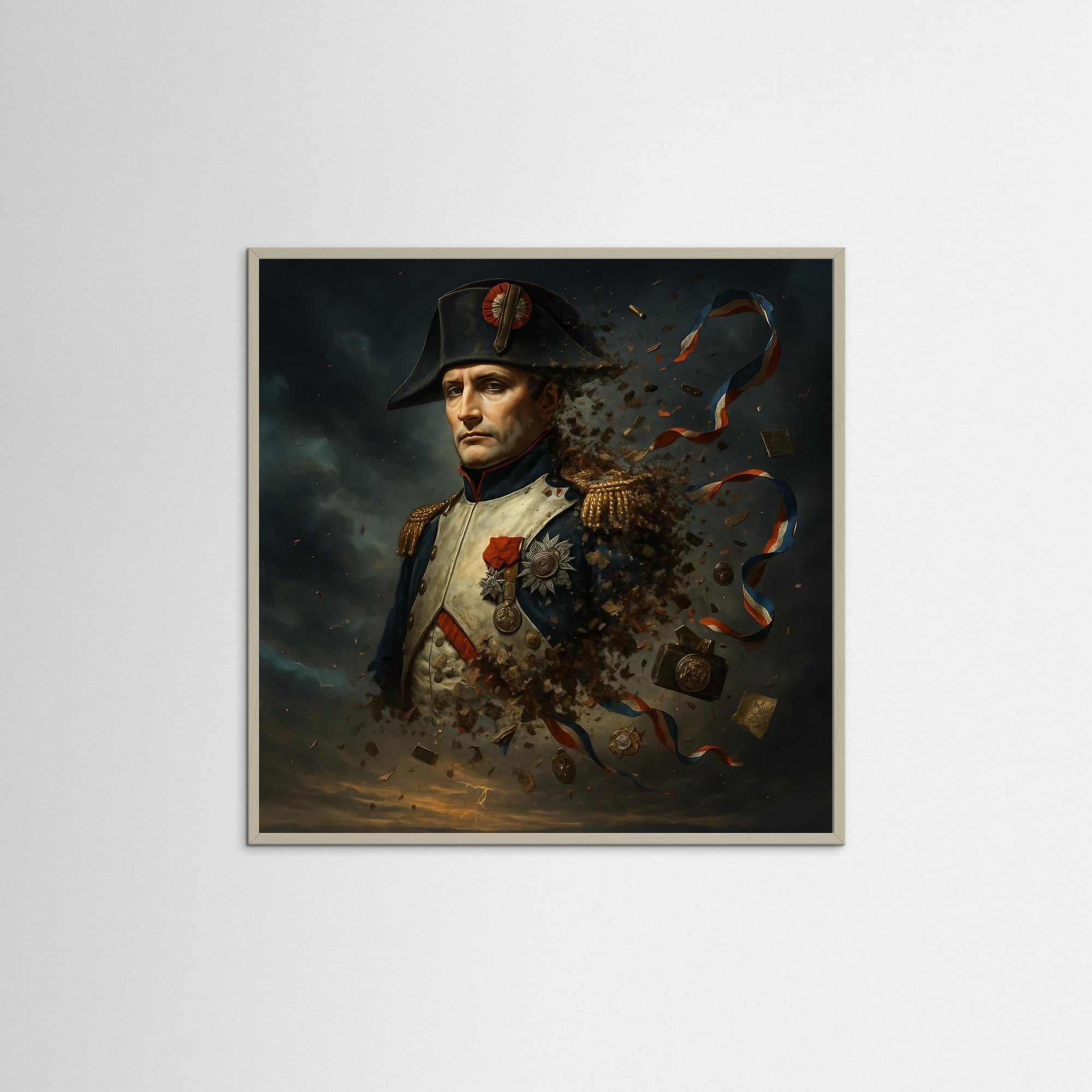 Napoleon’s Resolve als Kunstmotiv mit grauem Echtholzrahmen
