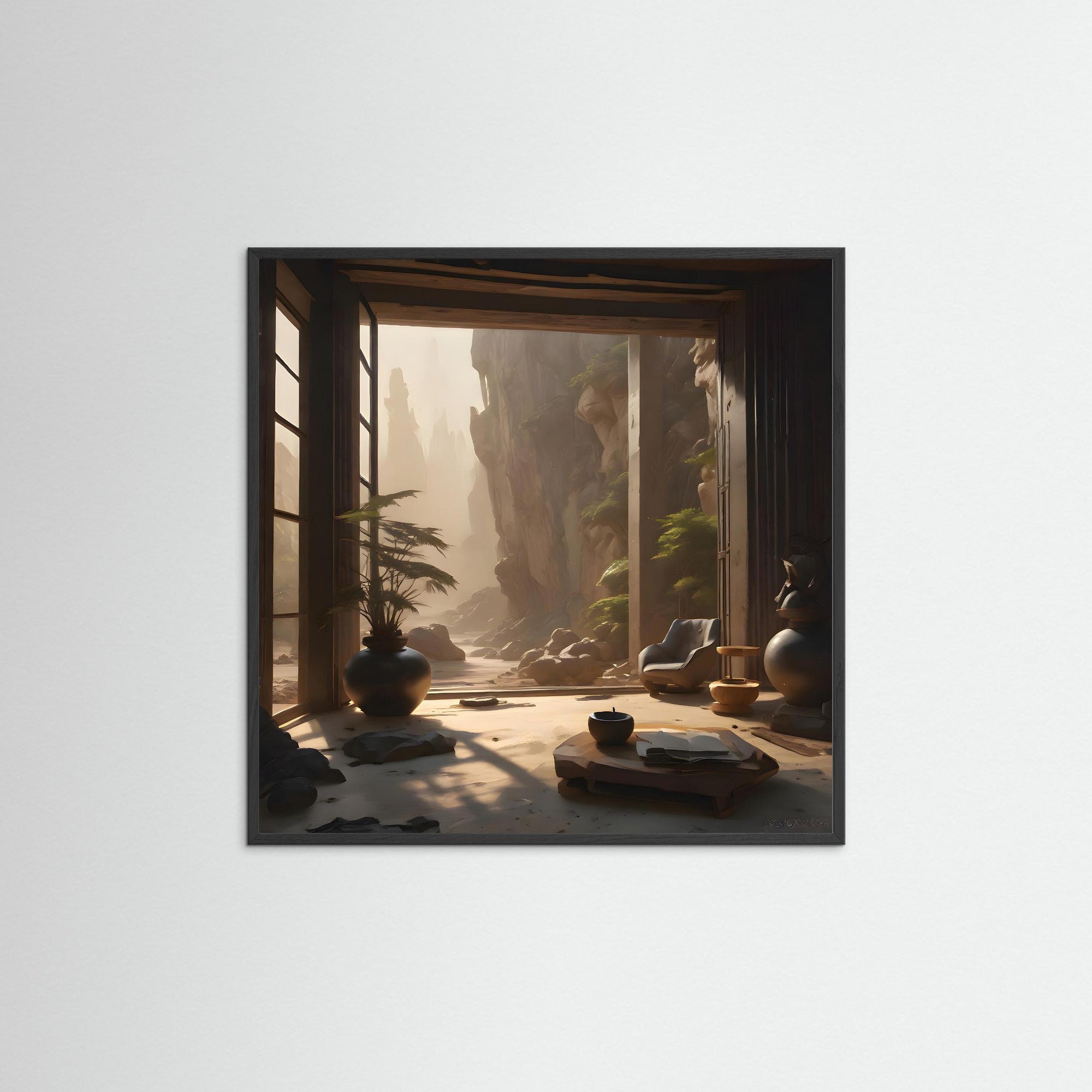 Natural Light als Kunstwerk mit schwarzem Echtholzrahmen