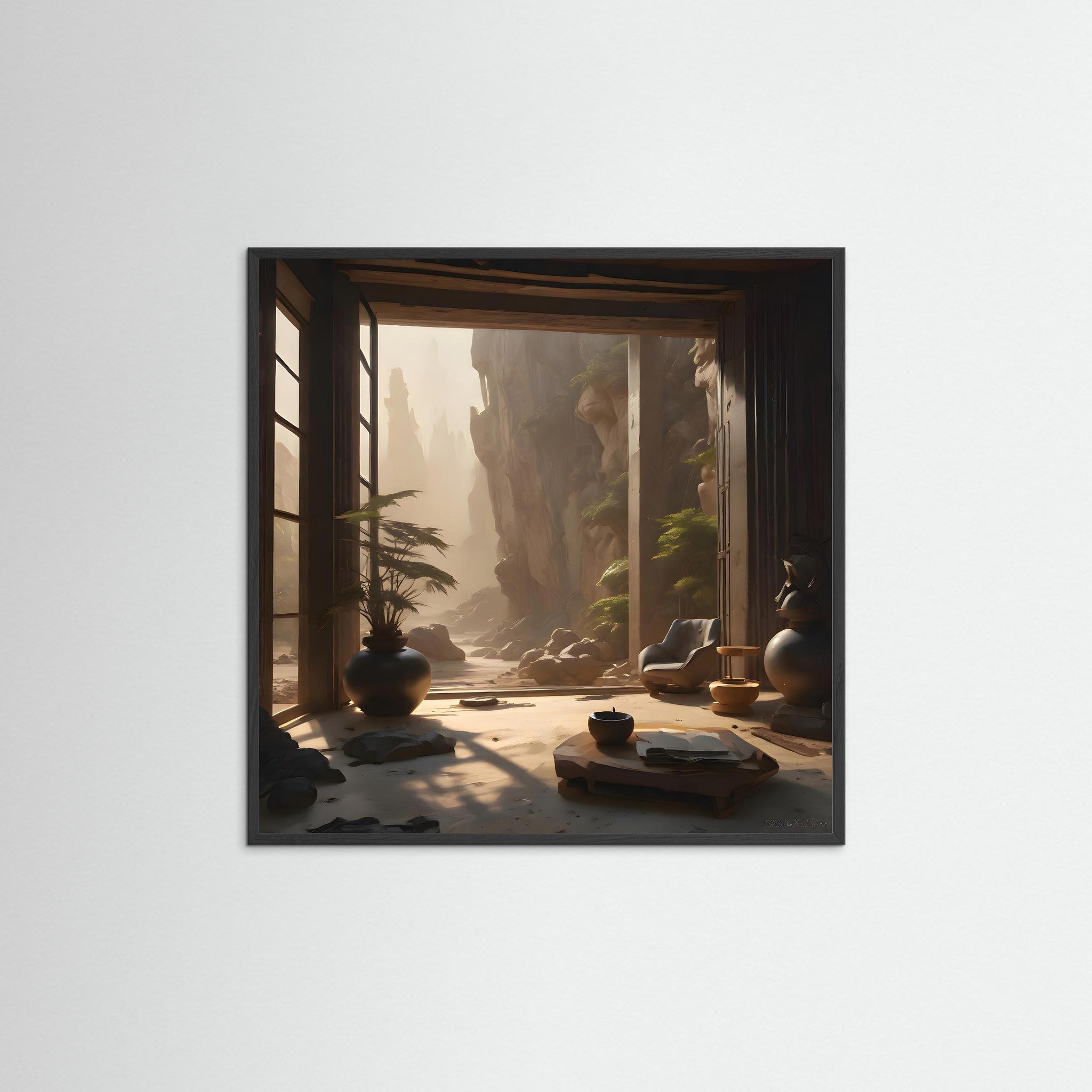 Natural Light als Kunstwerk mit schwarzem Echtholzrahmen