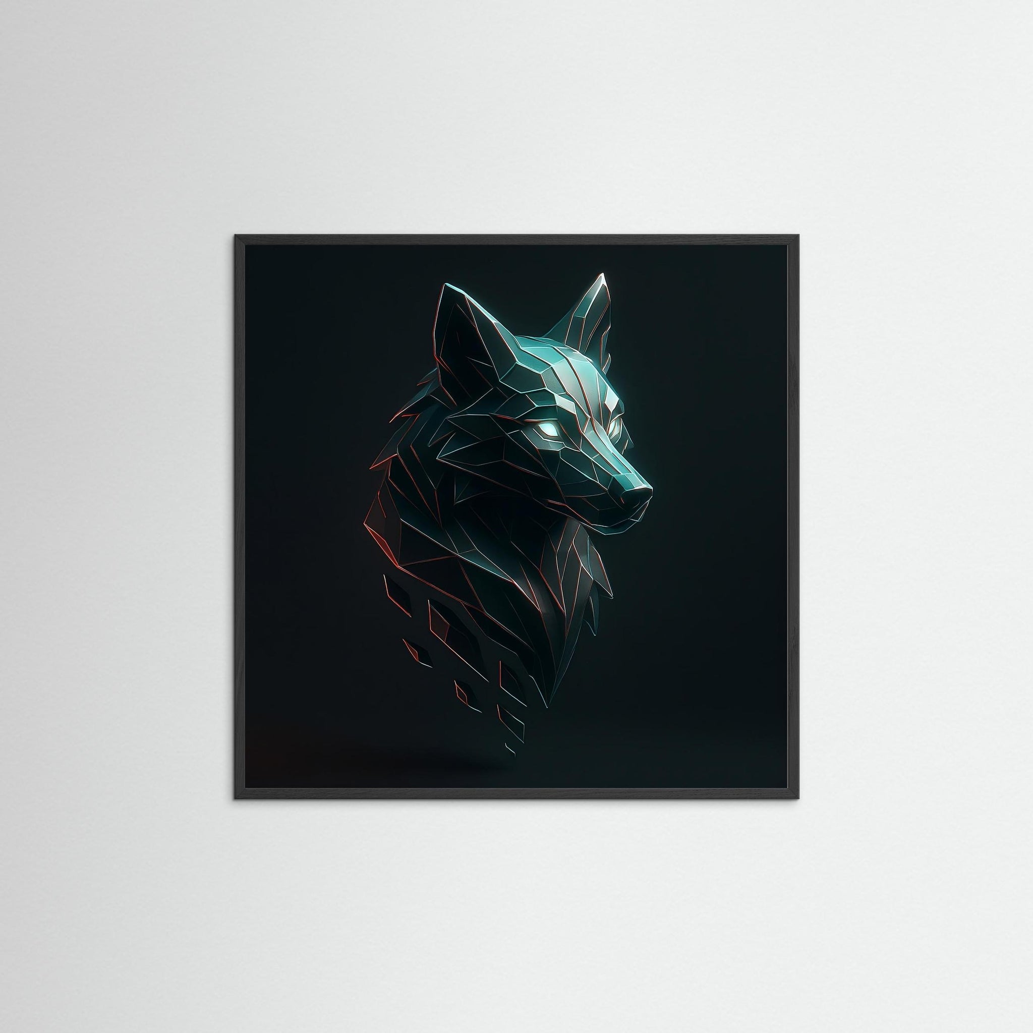 Neo Howl als Kunstwerk mit schwarzem Echtholzrahmen