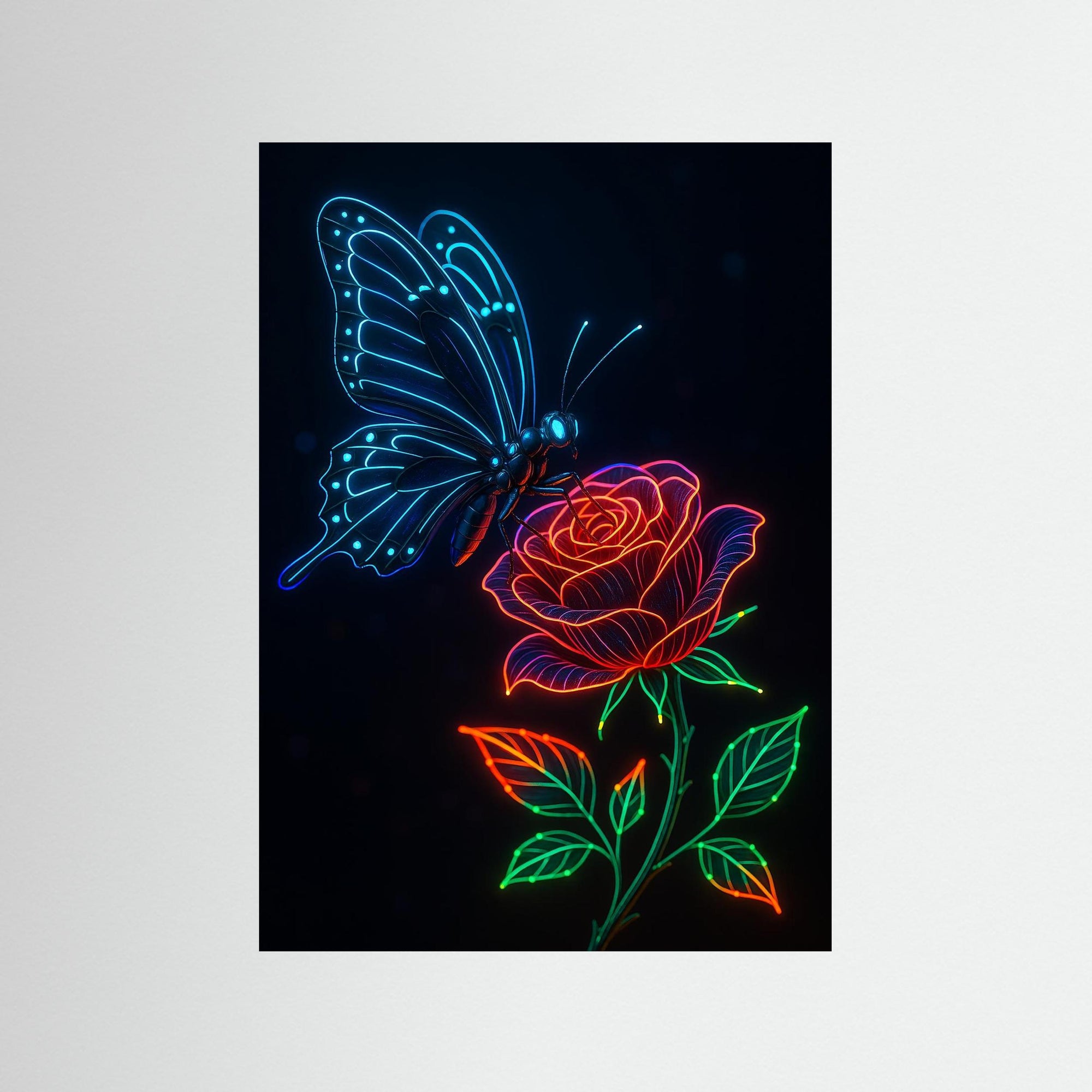 Neon Connection als rahmenlose Wandkunst