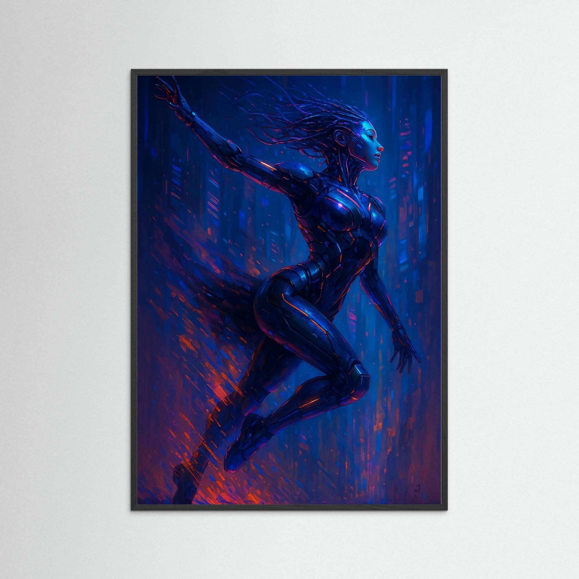 Neon Grace als Kunstwerk mit schwarzem Echtholzrahmen