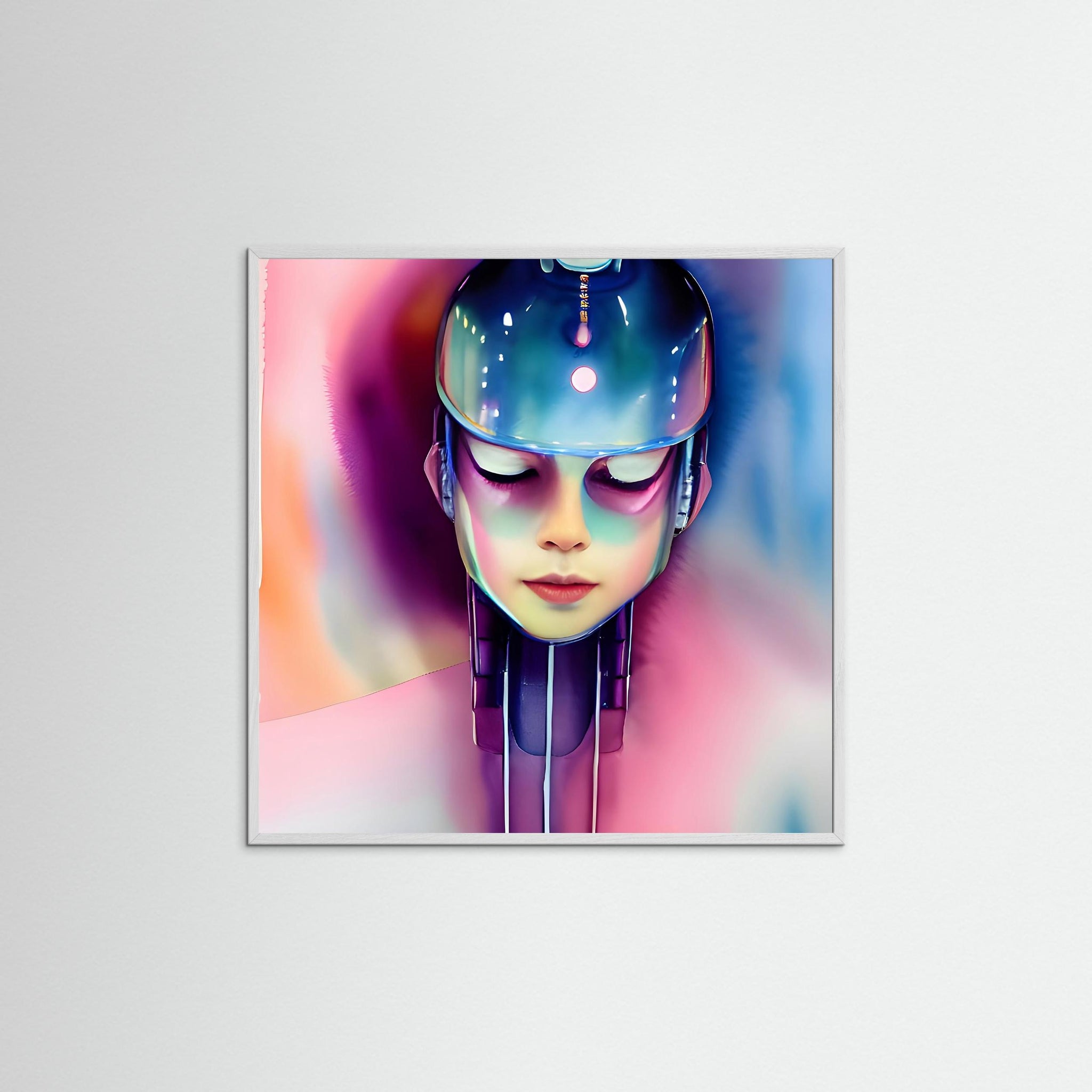 Neon Soul als Kunstwerk mit weißem Echtholzrahmen