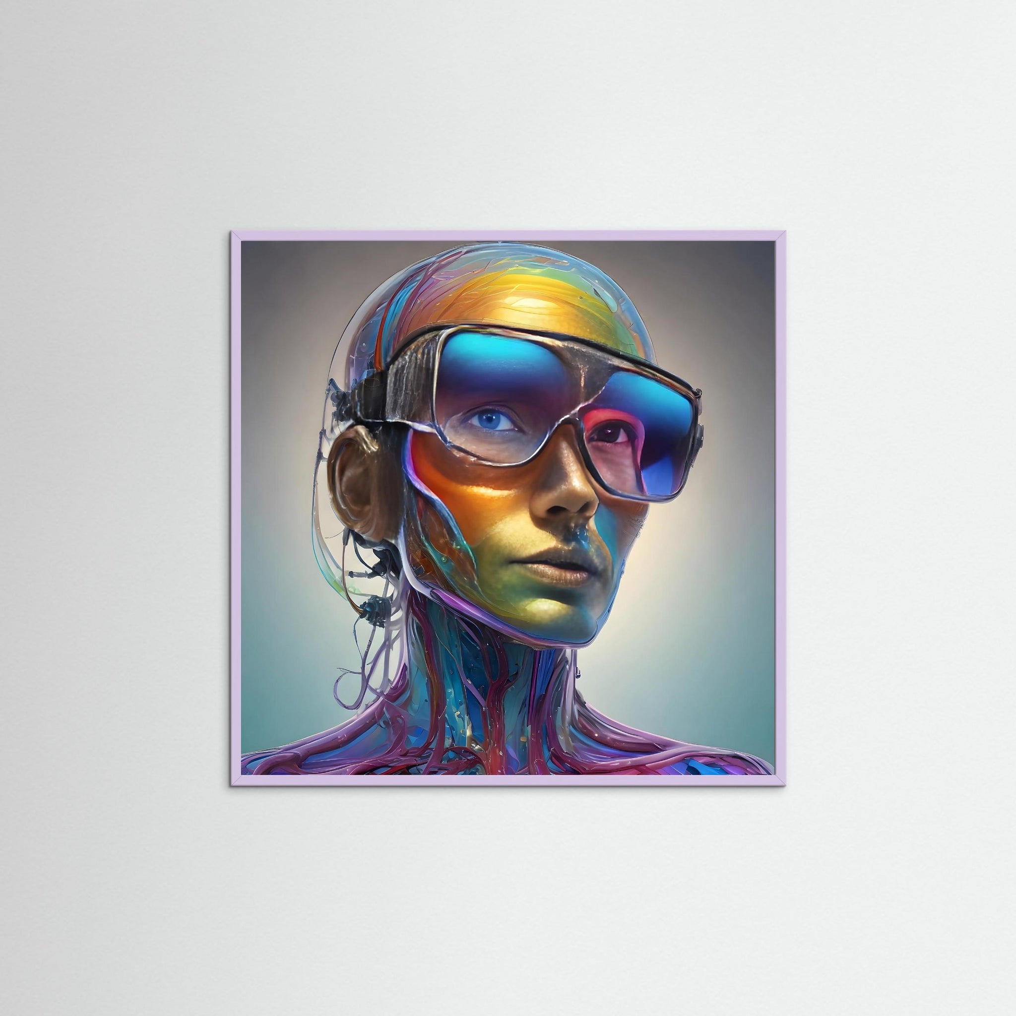 Neurochrome als Kunstwerk mit Echtholzrahmen in Lila