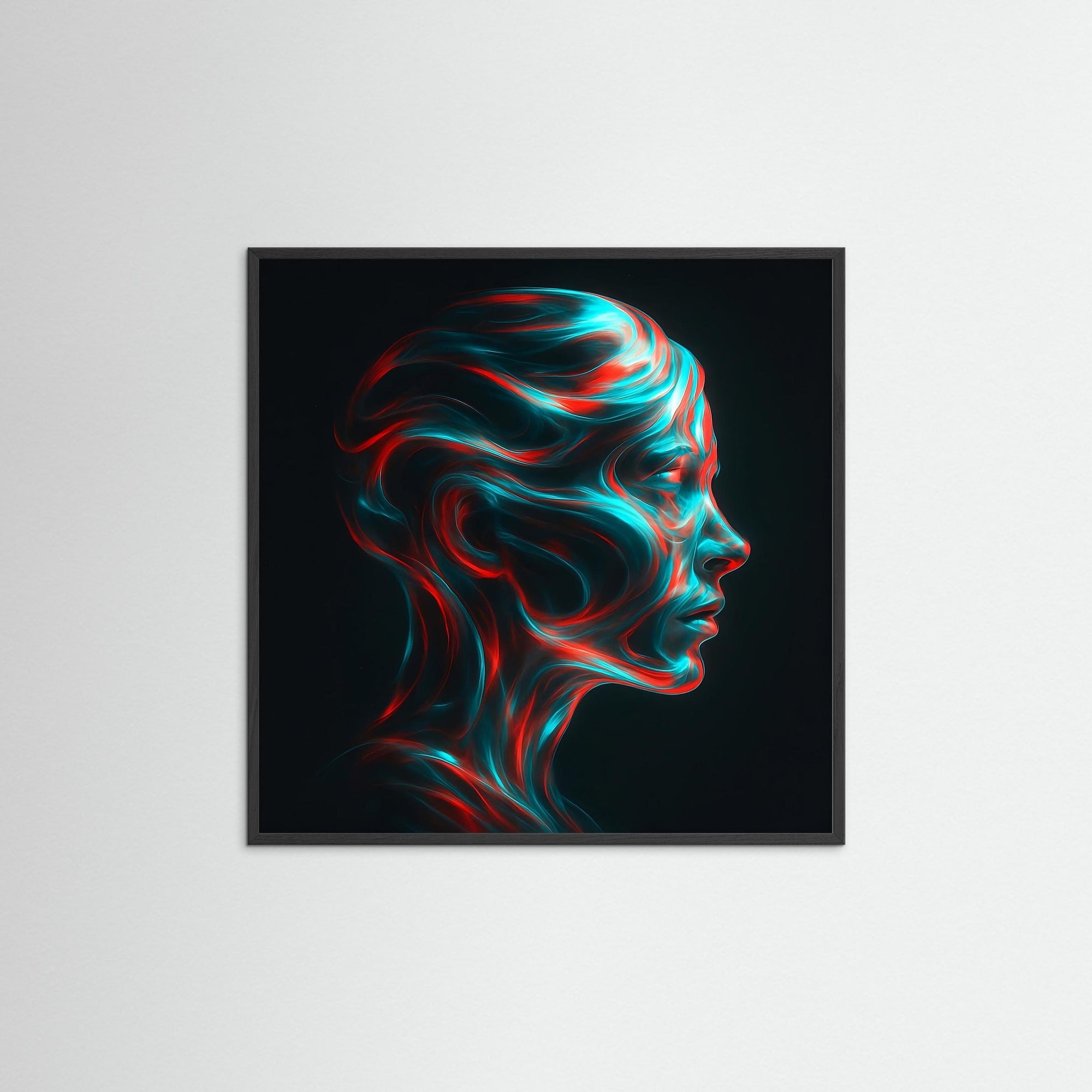 Neuroflux als Kunstwerk mit schwarzem Echtholzrahmen