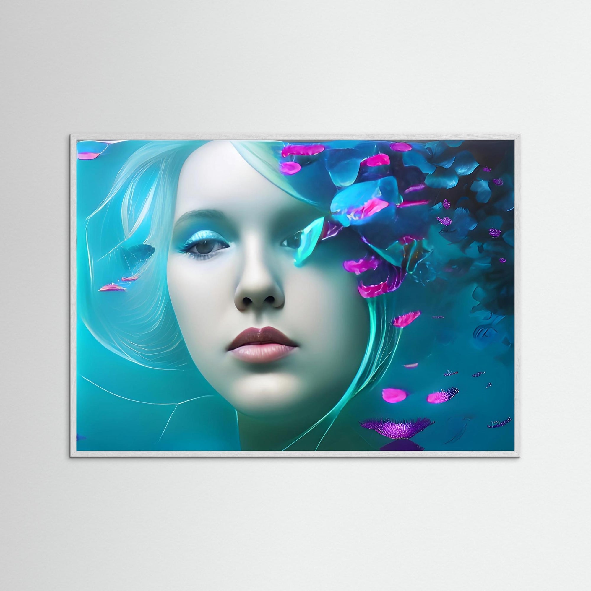 Ocean Queen als Kunstmotiv mit weißem Echtholzrahmen