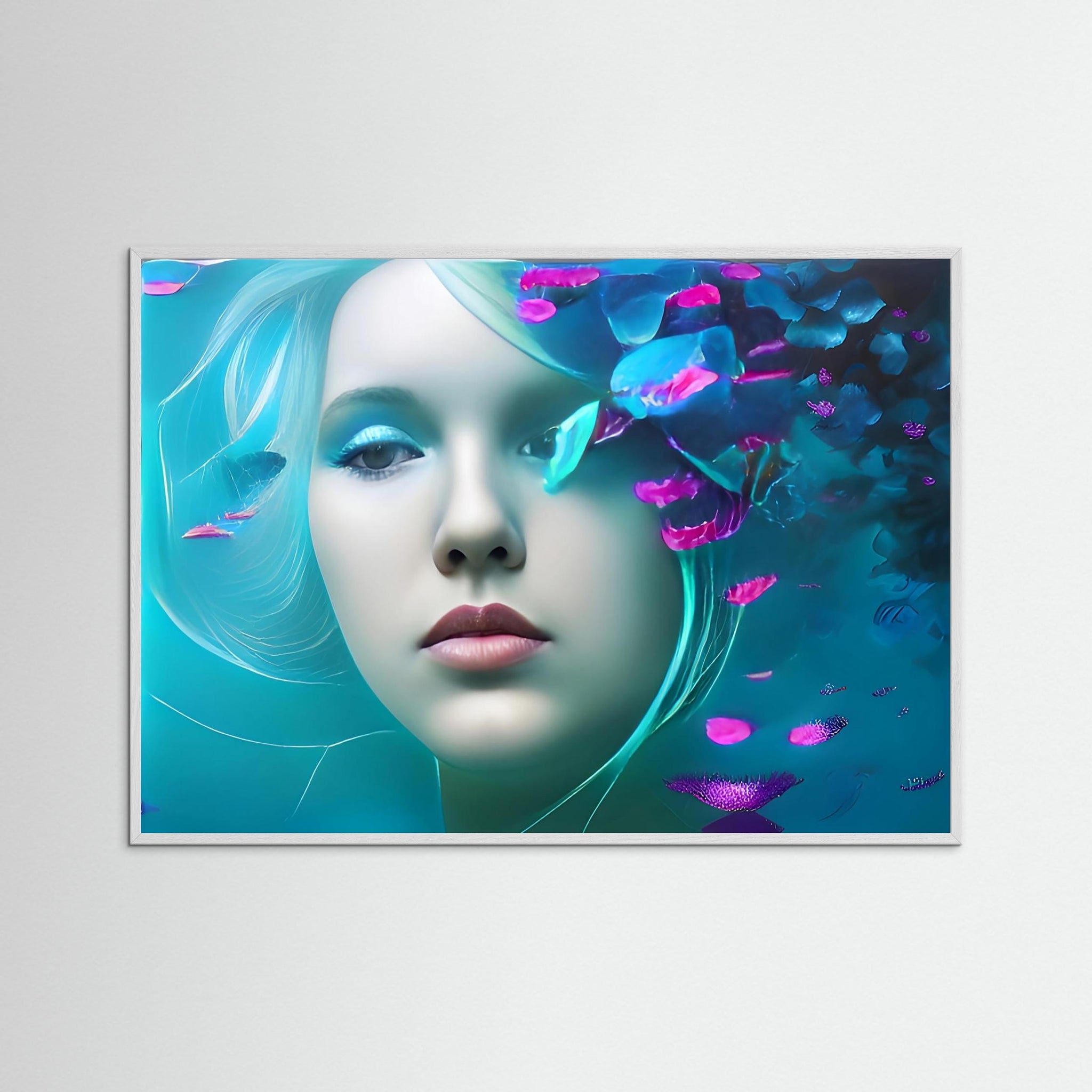 Ocean Queen als Kunstmotiv mit weißem Echtholzrahmen