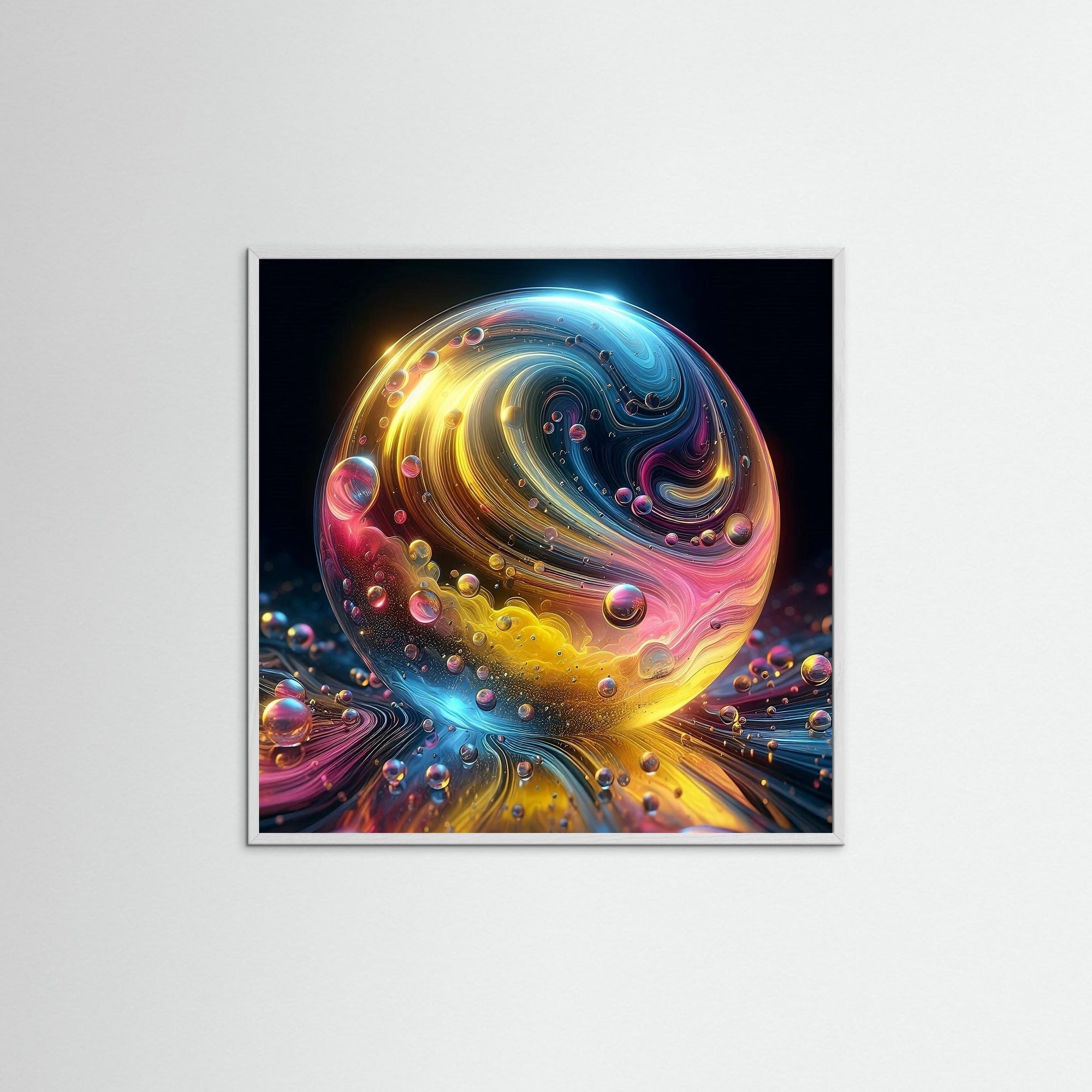 Orb of Light als Kunstmotiv mit weißem Echtholzrahmen