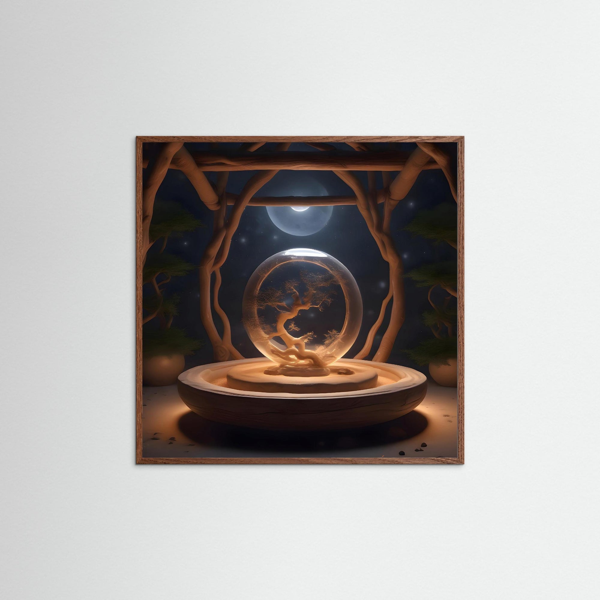 Orb of Serenity als Kunstwerk mit Echtholzrahmen in Eiche Dunkel