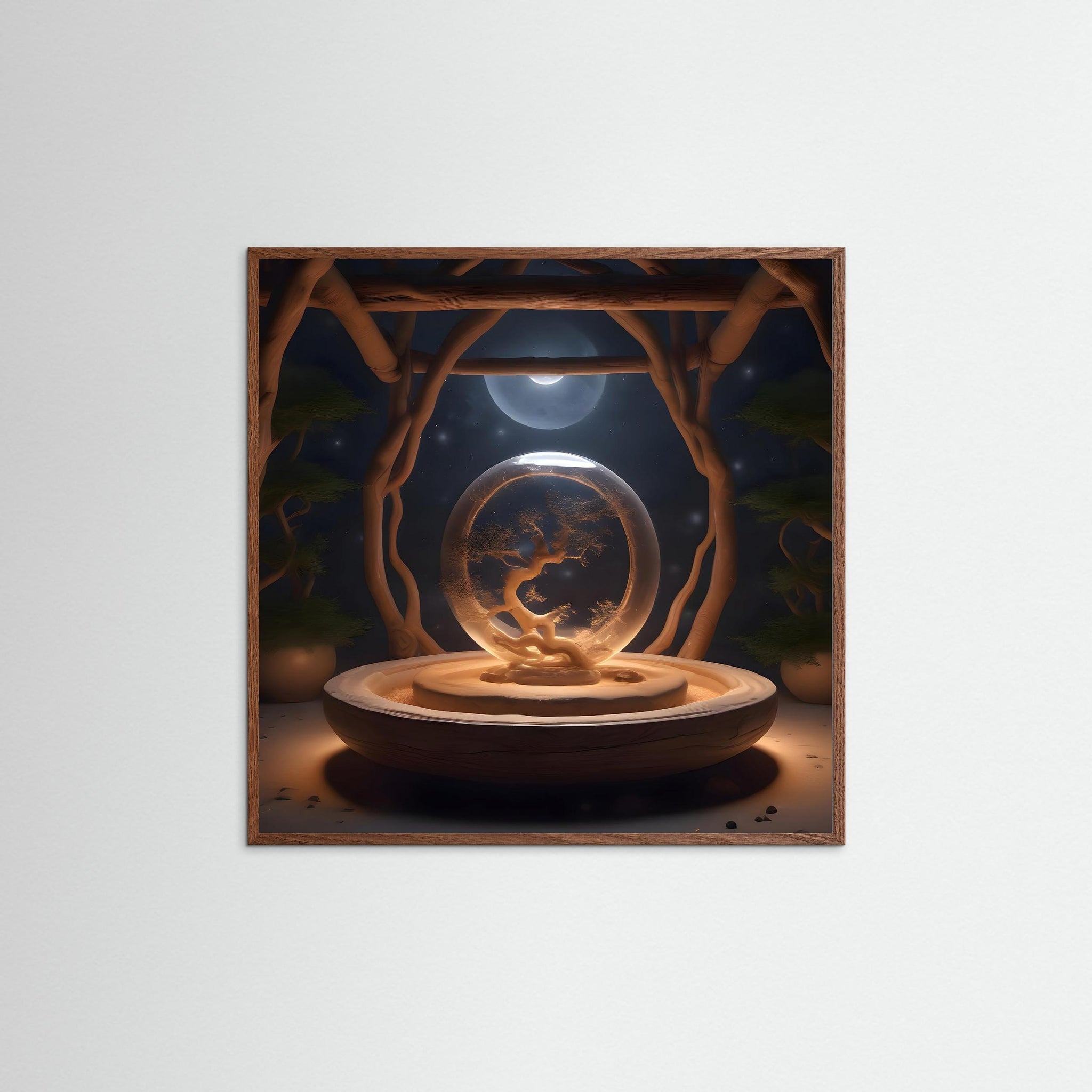 Orb of Serenity als Kunstwerk mit Echtholzrahmen in Eiche Dunkel