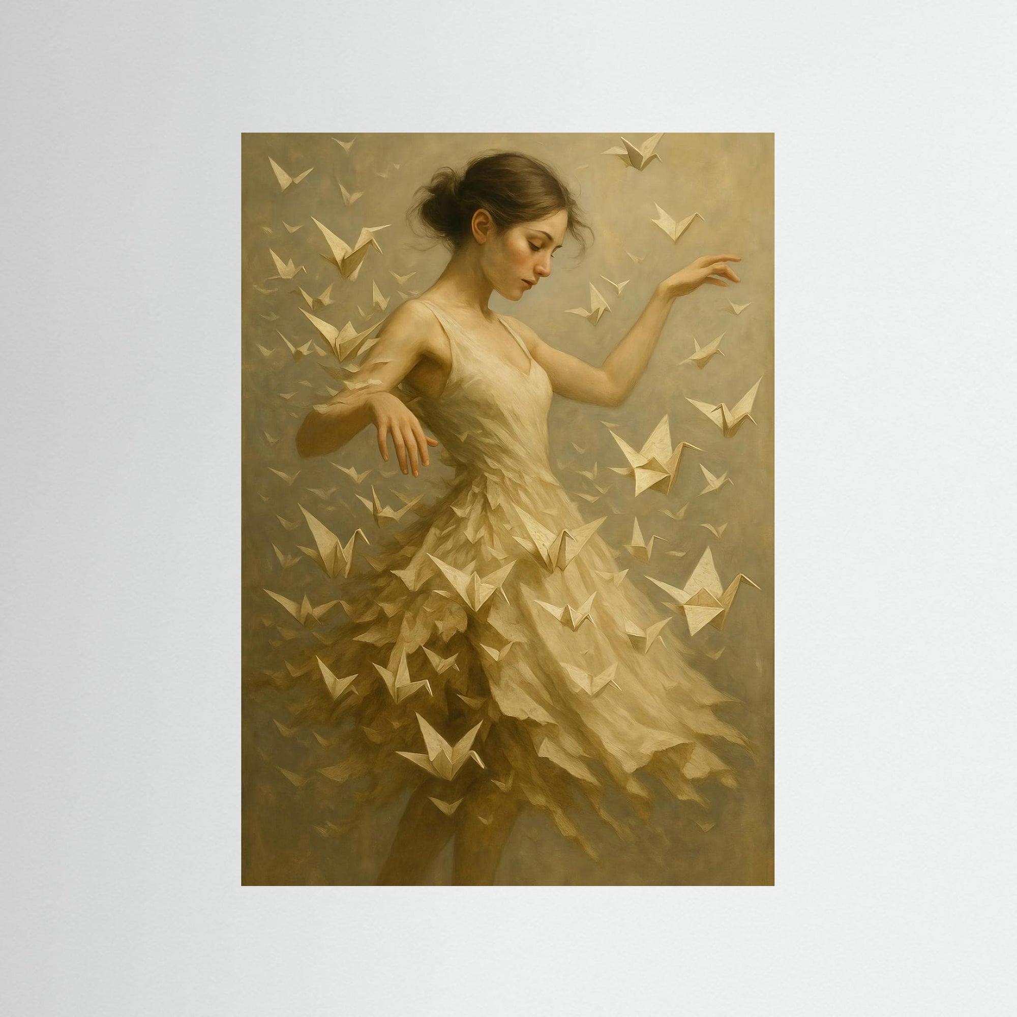 Origami Dance als rahmenlose Wandkunst
